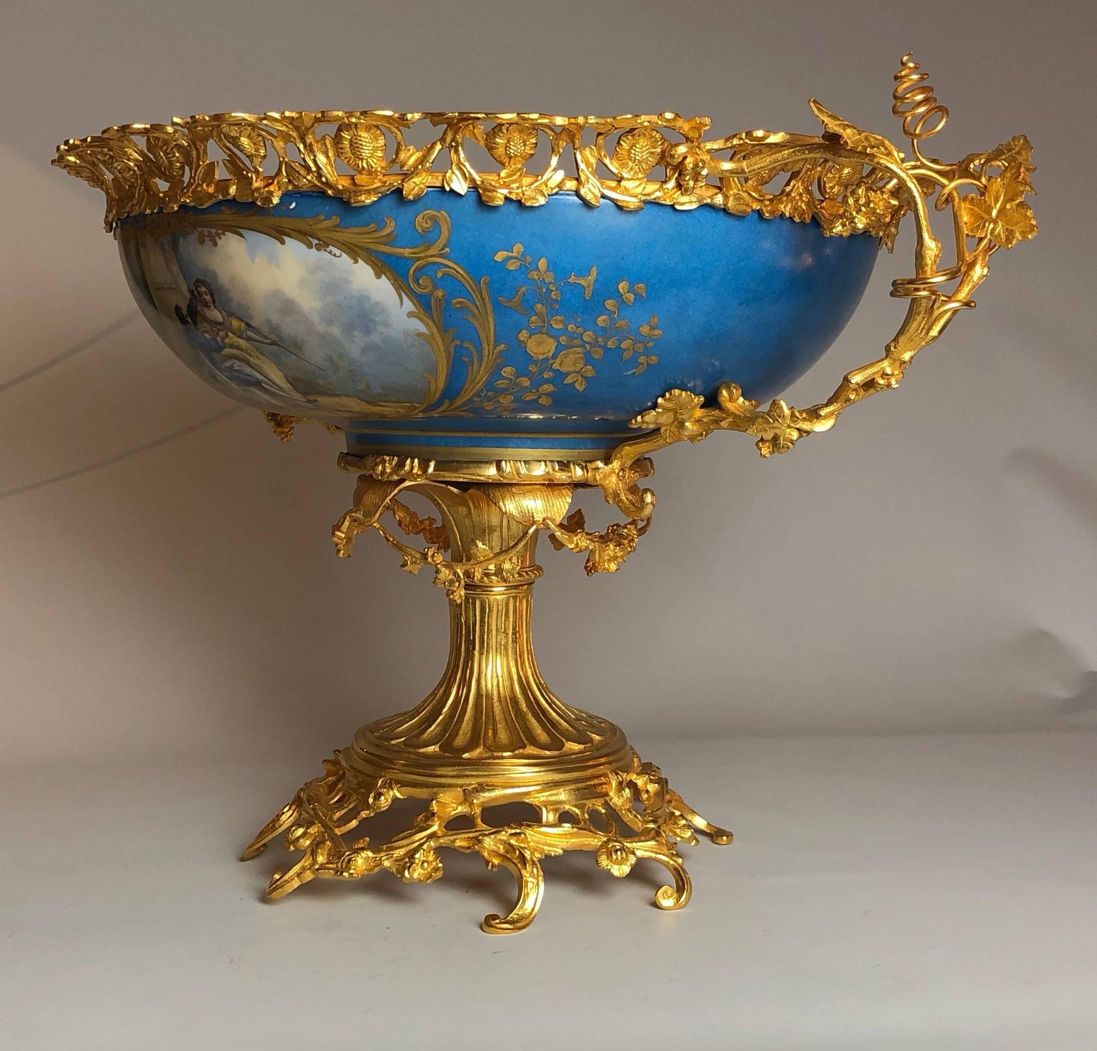 Antique Gilt Bronze-Mounted Sèvres Centrepiece, French, circa 1870 In Excellent Condition In London, GB