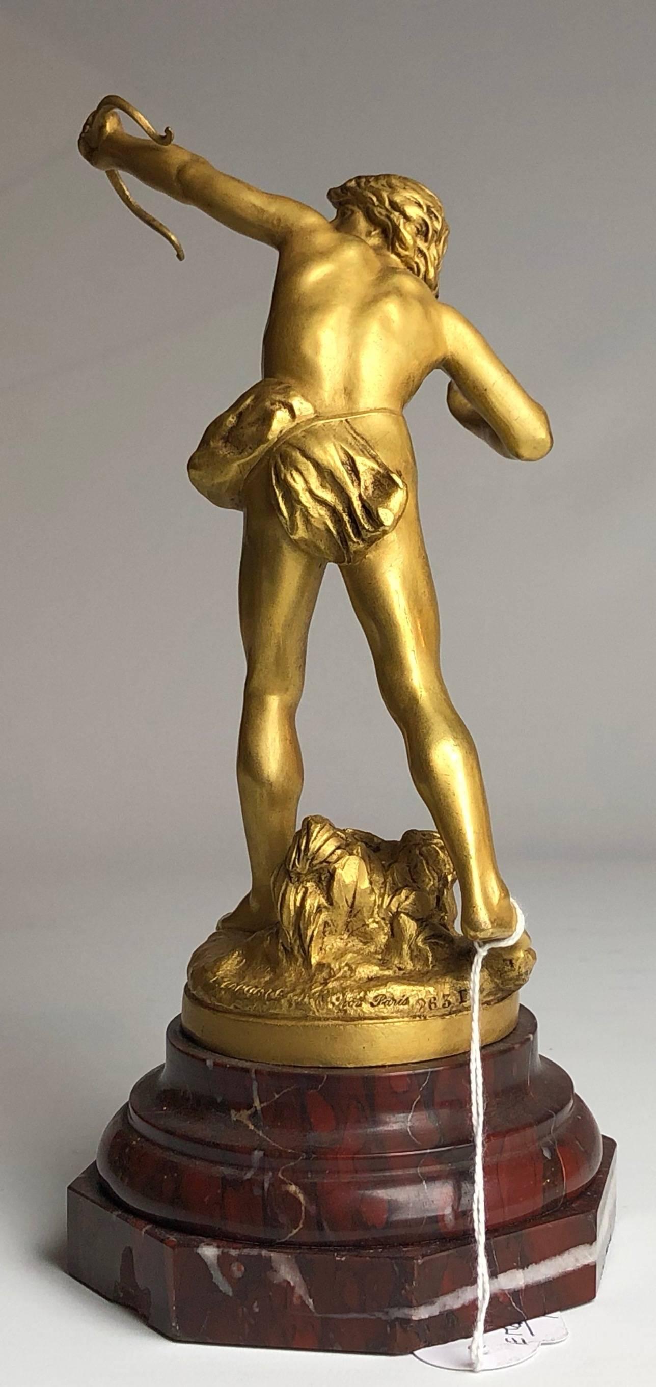 Grand Tour 19th Century Gilt Bronze Figure of Acteon, Signed E. Laporte, Paris, circa 1890