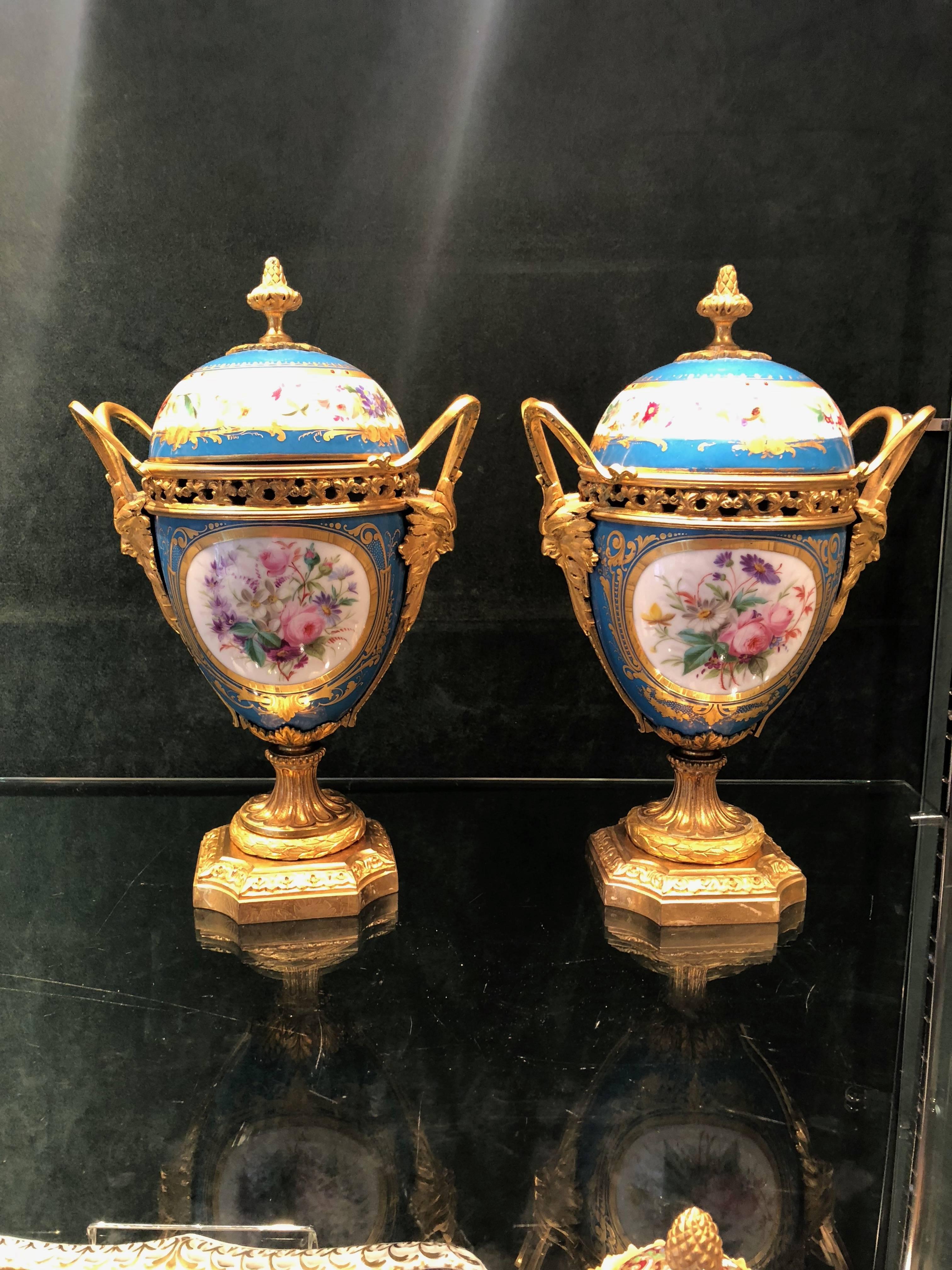 Antique Pair of Ormolu-Mounted Sèvres Vase French, circa 1880 3