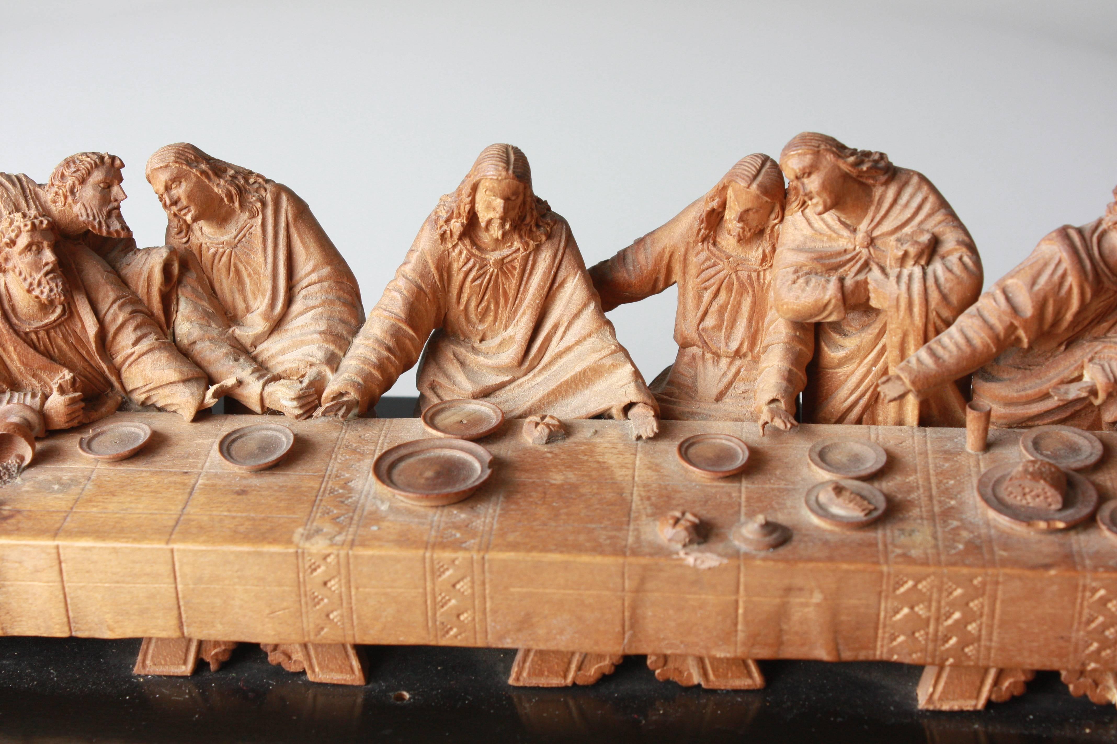 last supper wooden carving