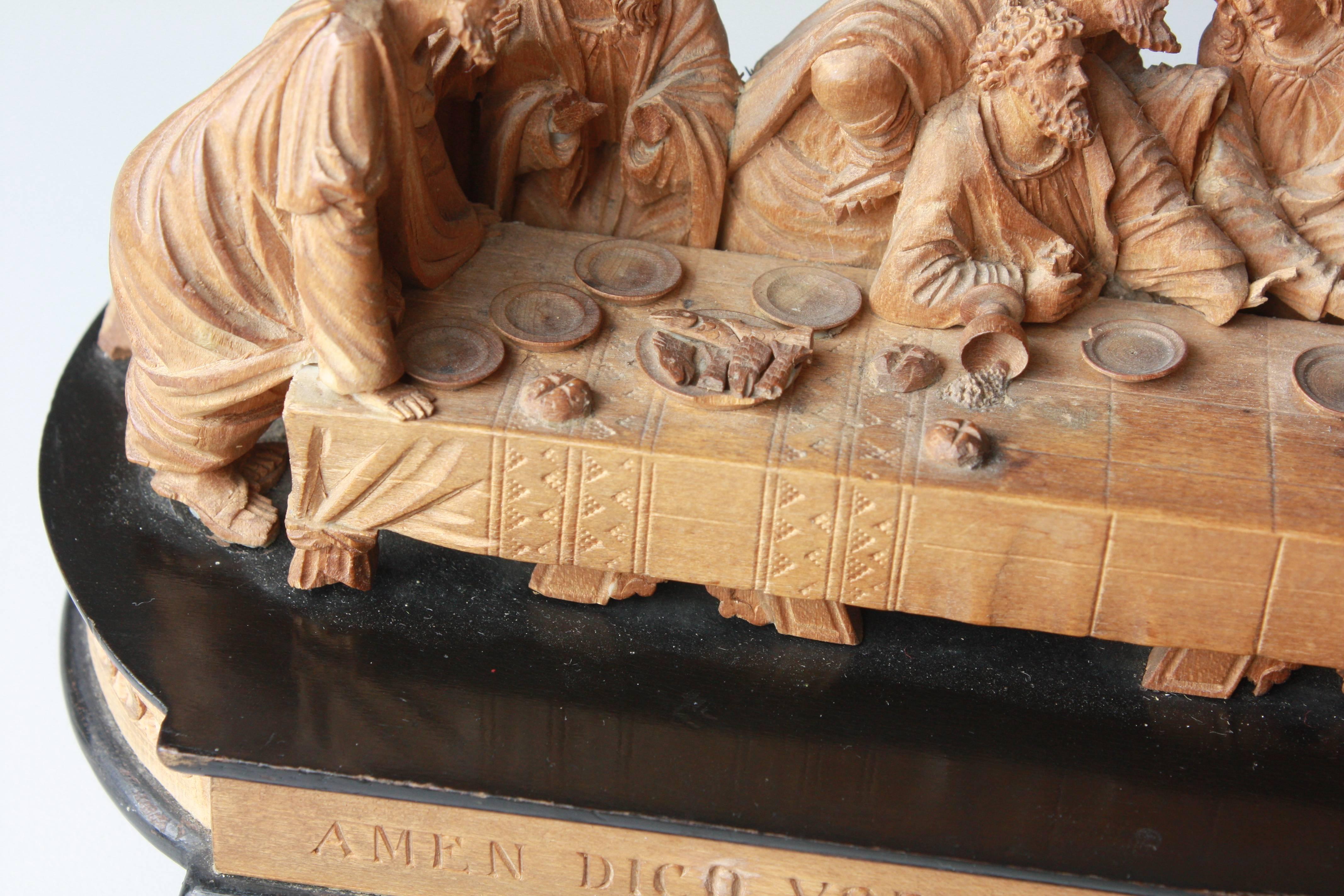 Italian Grand Tour Wood Carving of the Last Supper, After Leonardo, circa 1880
