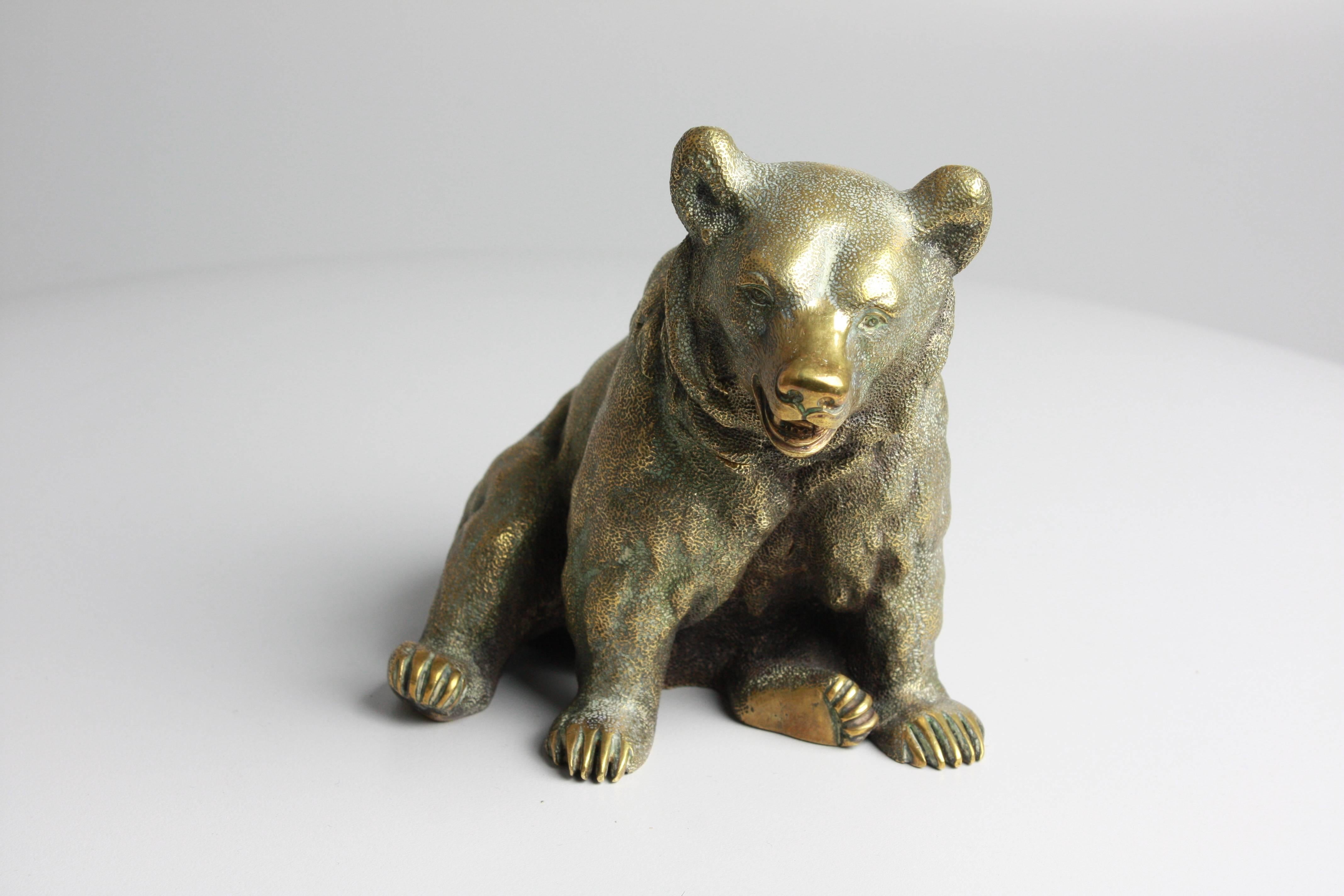Russian Gilded Bronze Bear Inkwell, circa 1880 1