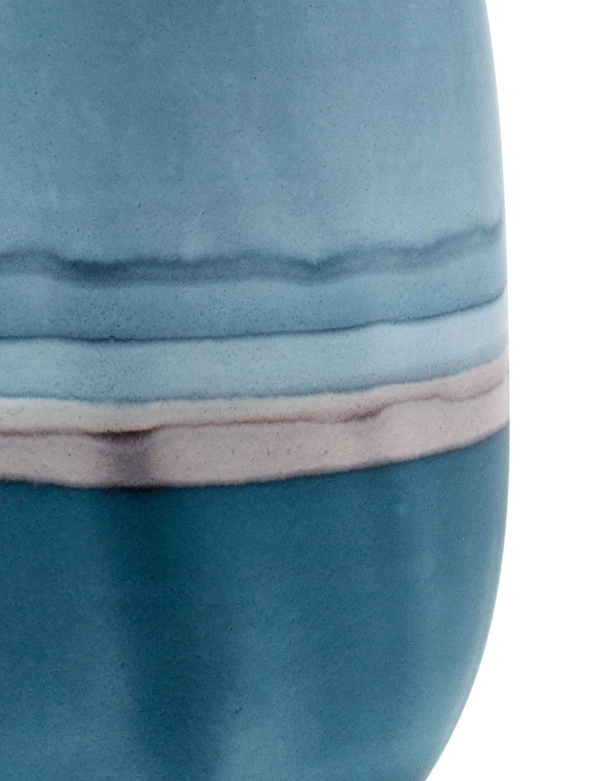 American Unique Handmade 21st Century Blue and Indigo Dip-Dyed Oblong Vase