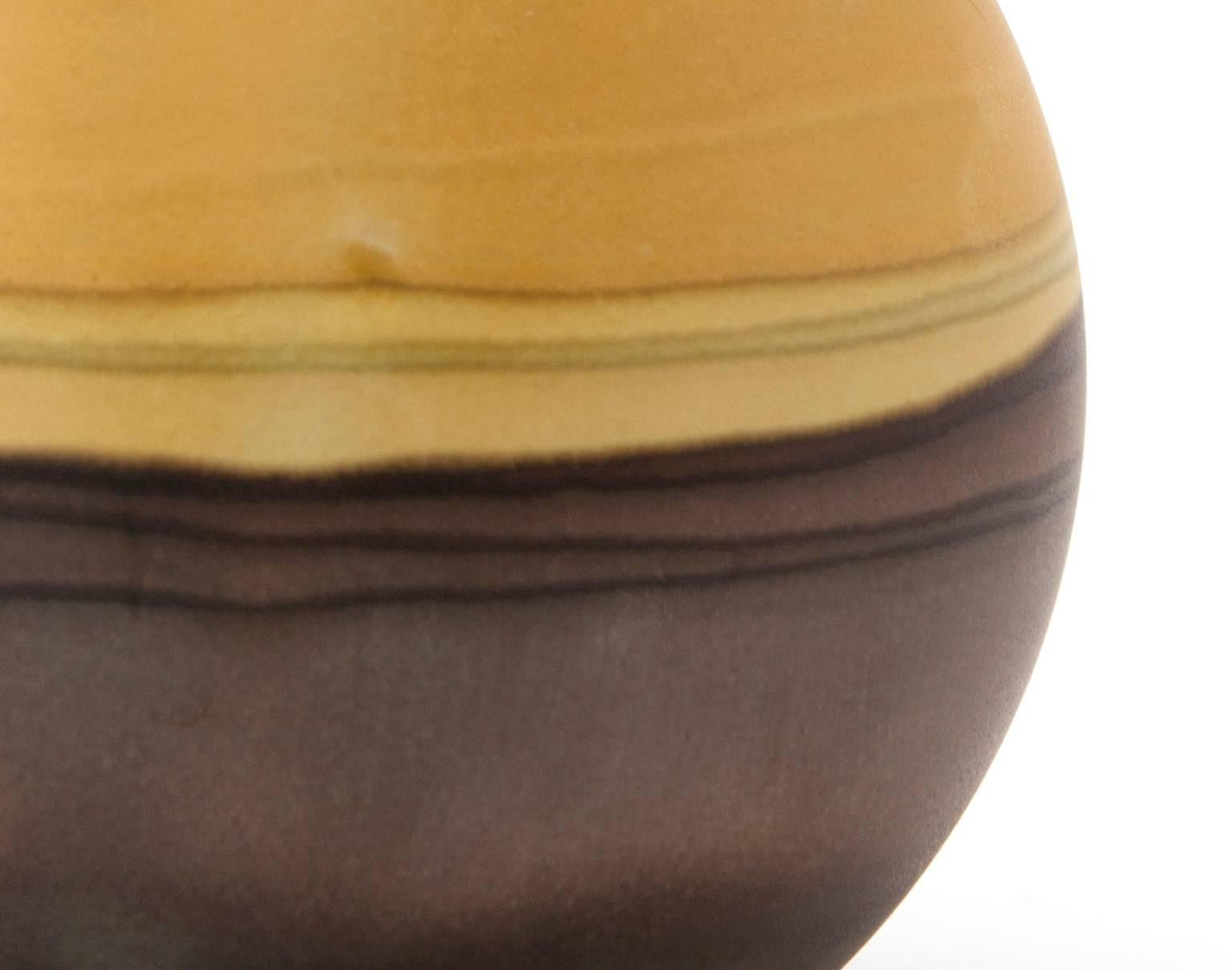 Organic Modern Unique Handmade 21st Century Ochre and Chocolate Dip-Dyed Bud Vase