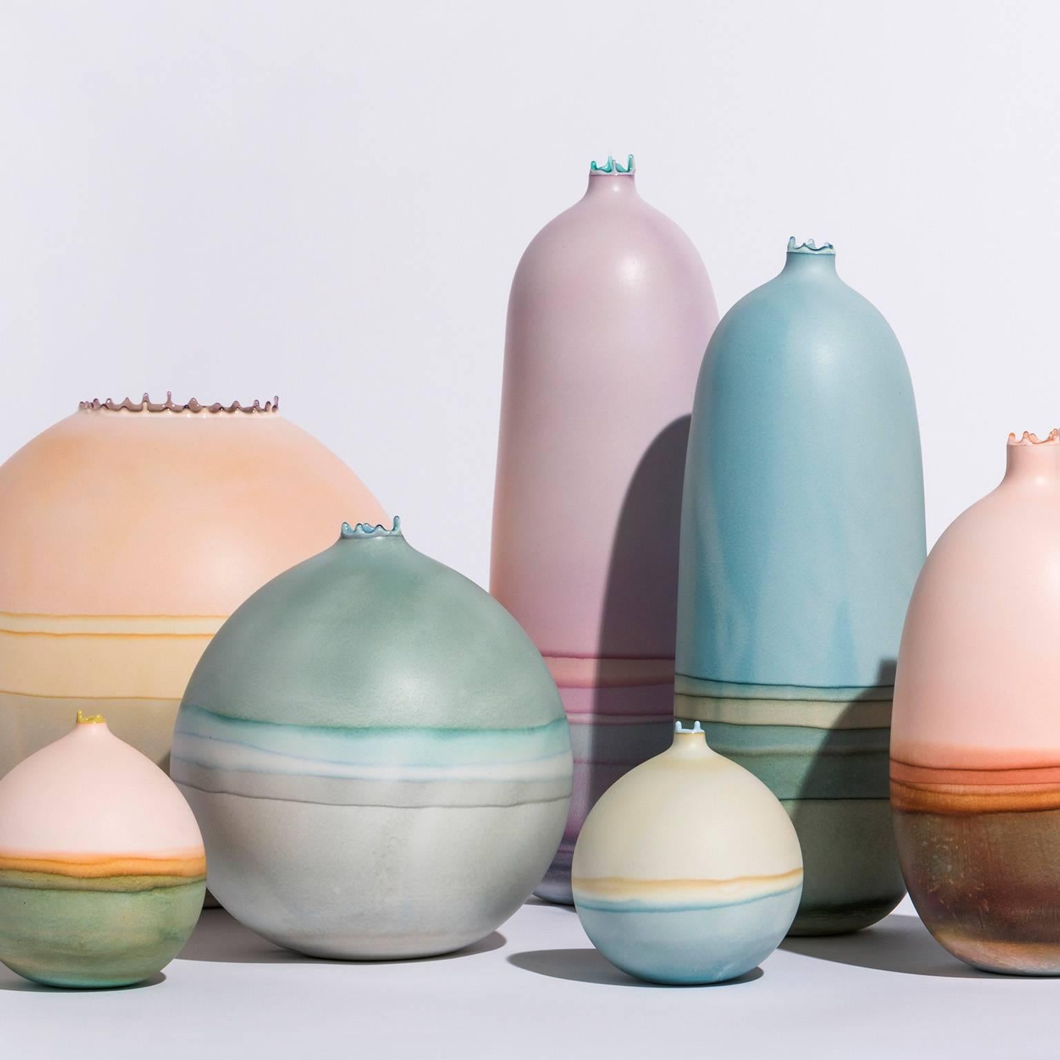 Organic Modern Unique Handmade 21st Century Sand and Ocean Dip-Dyed Bud Vase
