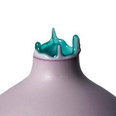 Unique Handmade 21st Century Lavender Dip-Dyed Tall Oblong Vase
