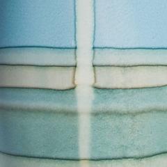 Unique Tall Oblong Landscape Vase in Blue and Aqua