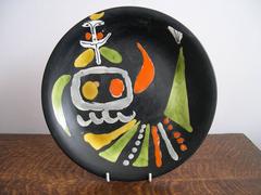 Pair of Roger Capron Vallauris Ceramic Plates, circa 1960, Picasso Style