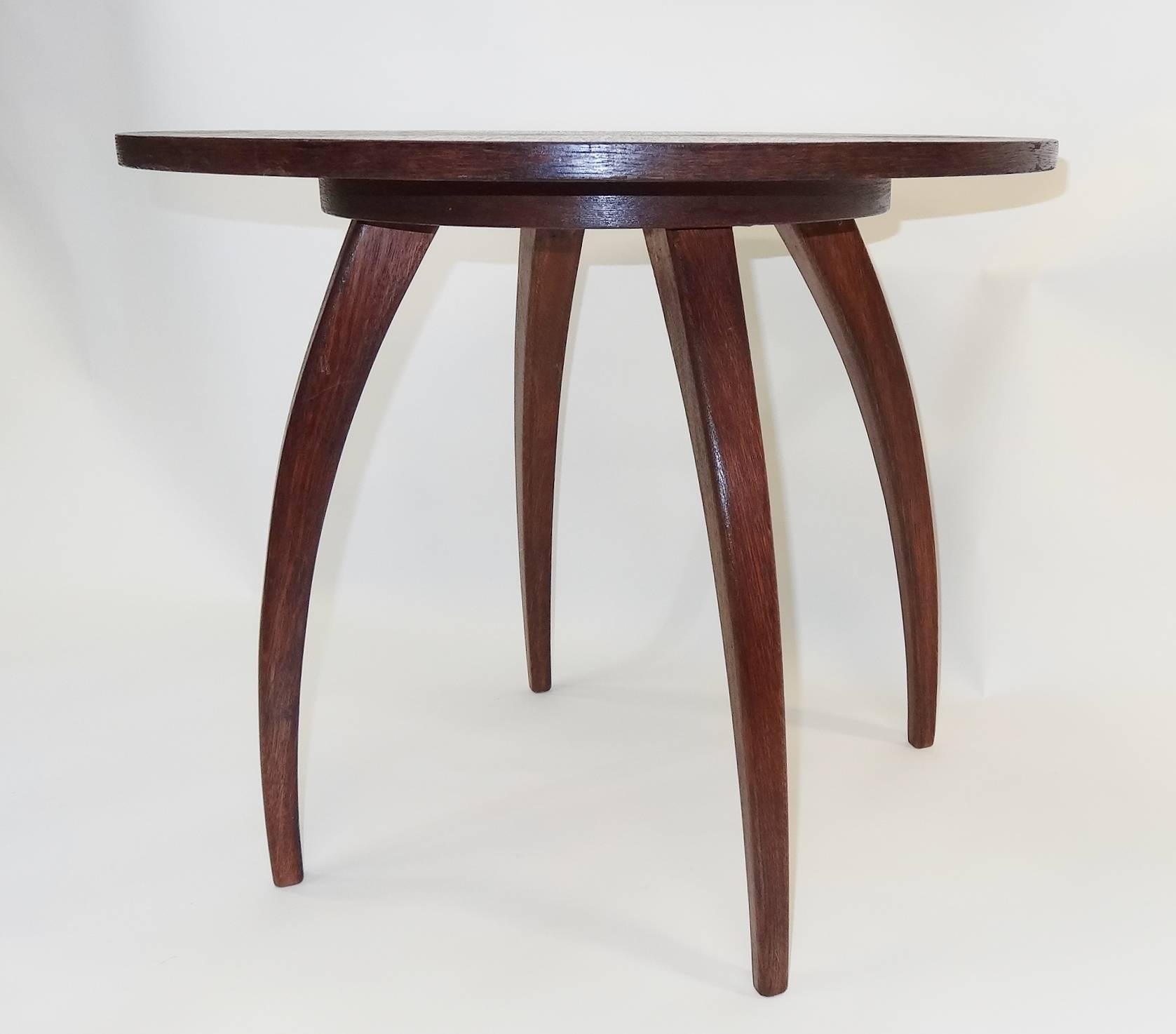 Mid-Century Modern Modernist 1930s Jindrich Halabala Spider Oak Table For Sale