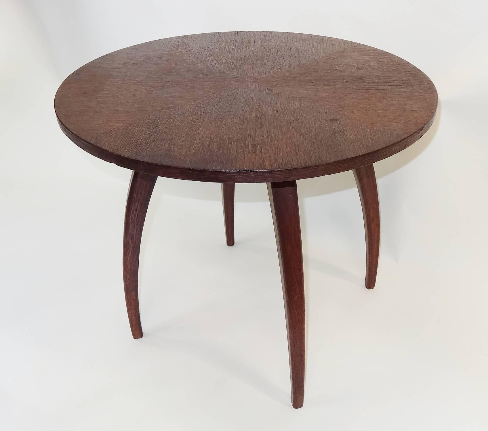 European Modernist 1930s Jindrich Halabala Spider Oak Table For Sale