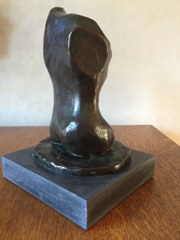 Modern Patinated bronze torso bust American artist Annette Rowdon in Henry Moore Style For Sale