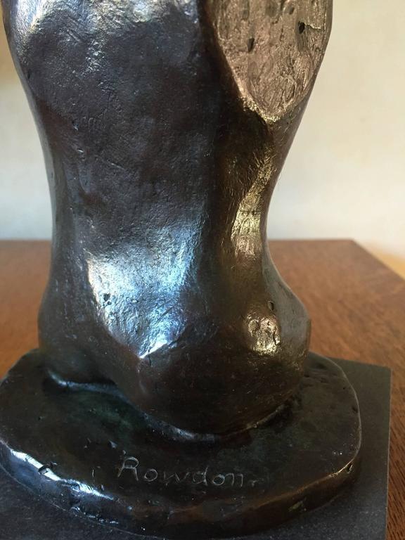 Cast Patinated bronze torso bust American artist Annette Rowdon in Henry Moore Style For Sale