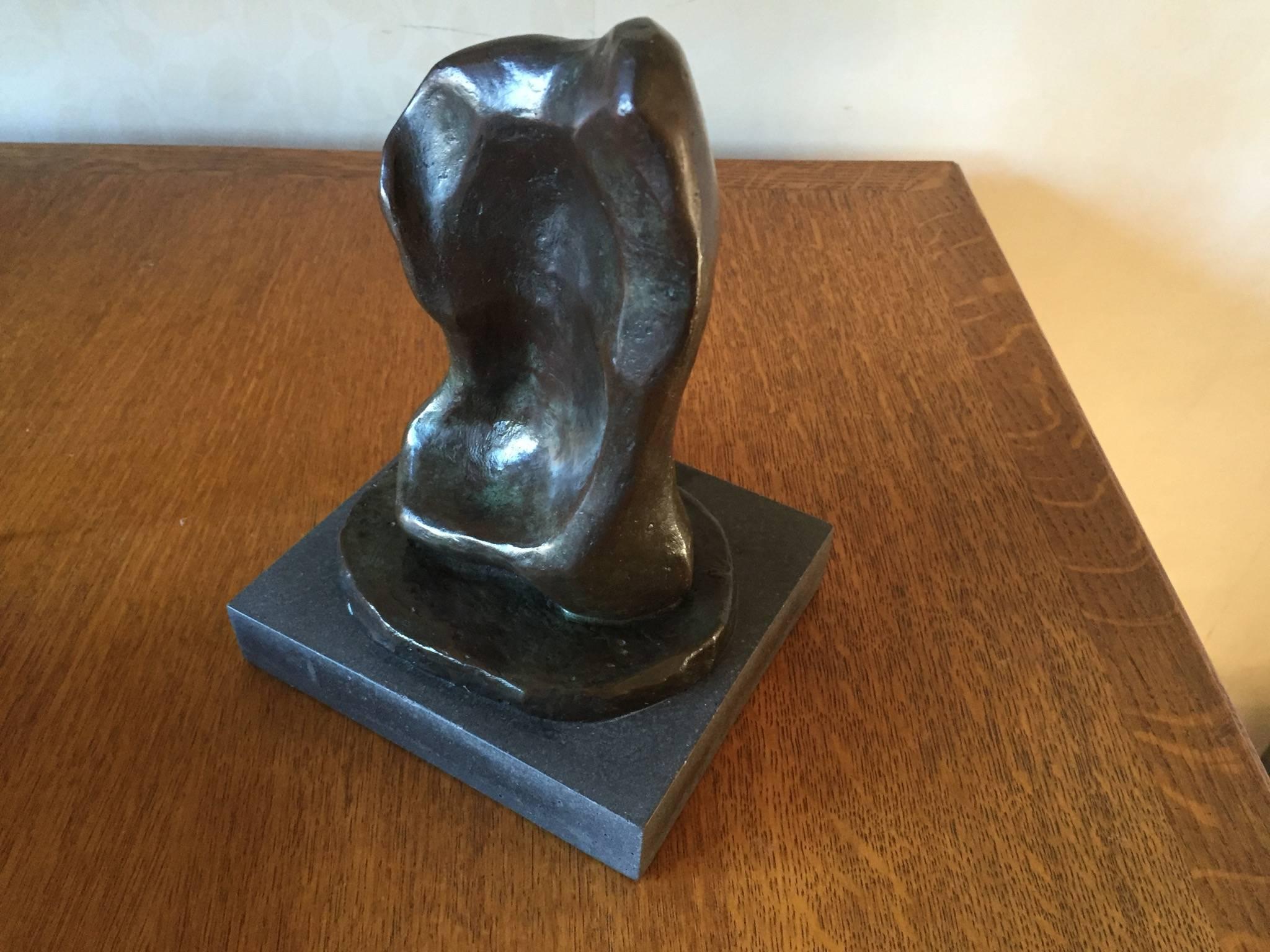 Mid-20th Century Patinated bronze torso bust American artist Annette Rowdon in Henry Moore Style For Sale