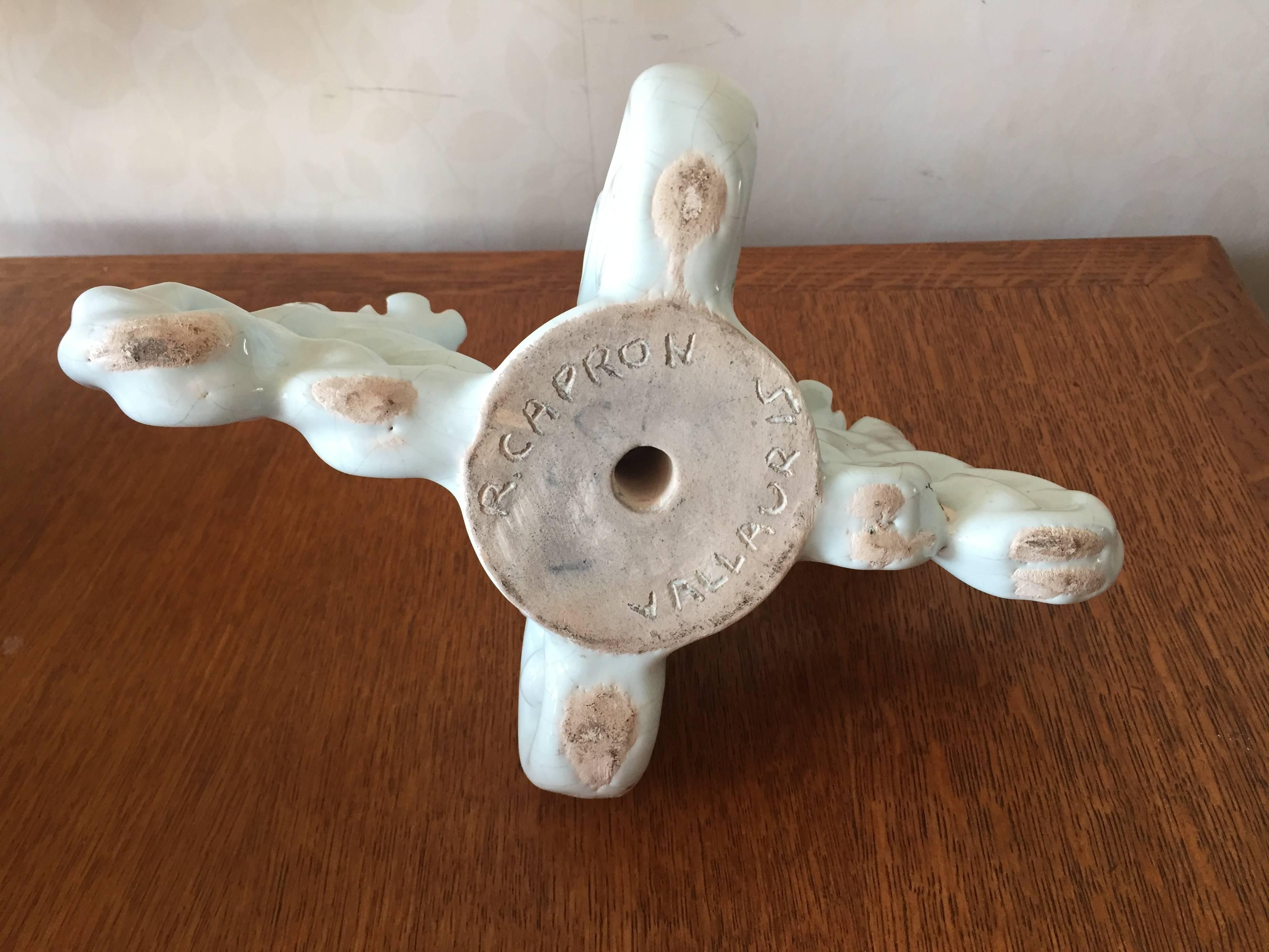 Unique Roger Capron  French Pottery Lampbase, Vallauris, circa 1948 In Excellent Condition For Sale In London, GB
