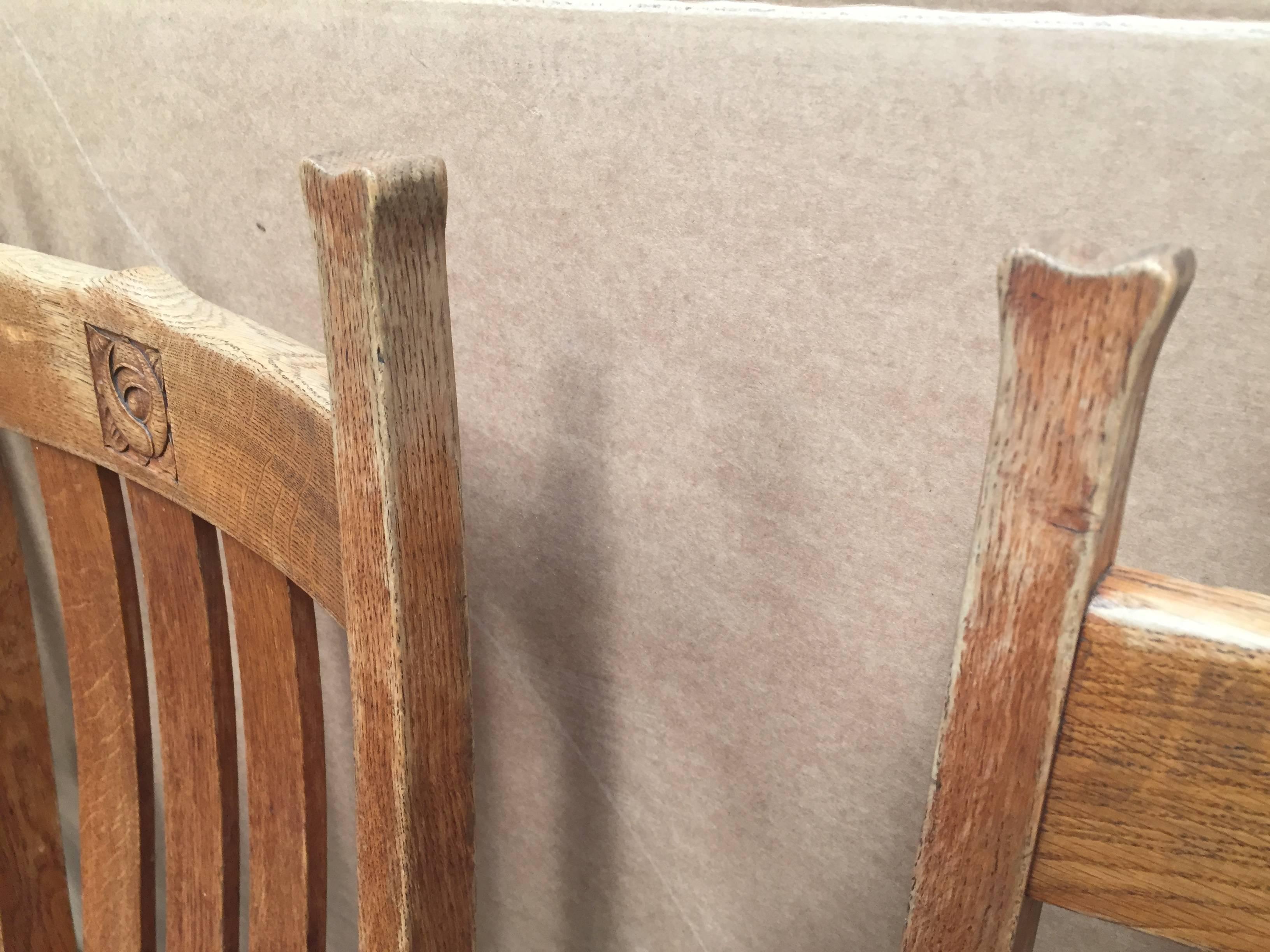 Wood Set of Six Oak E A Taylor Glasgow School Chairs by Wylie & Lochhead, circa 1905 For Sale