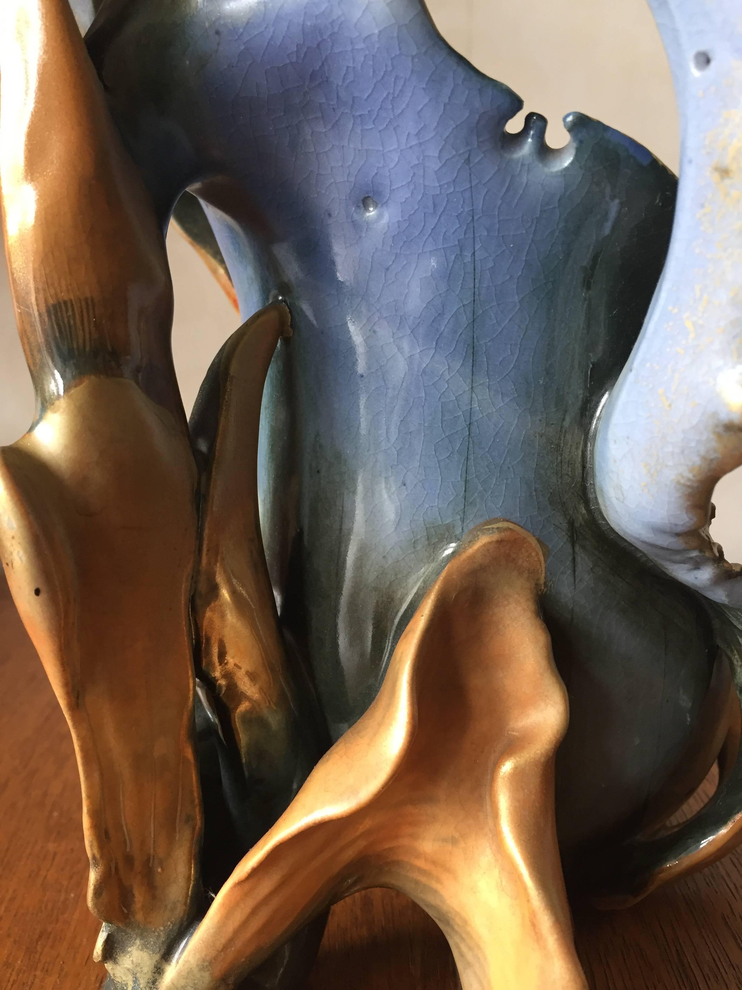 Paul Dachsel Amphora Earthenware Art Nouveau Orchid Vase Hand-Painted For Sale 2