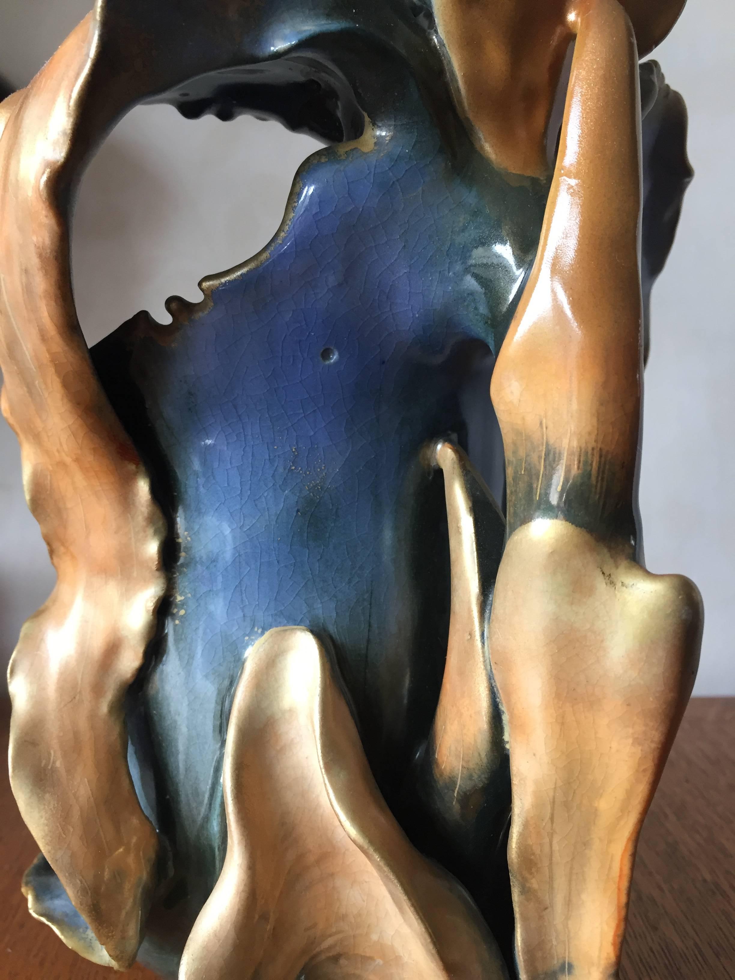 Paul Dachsel Amphora Earthenware Art Nouveau Orchid Vase Hand-Painted For Sale 3