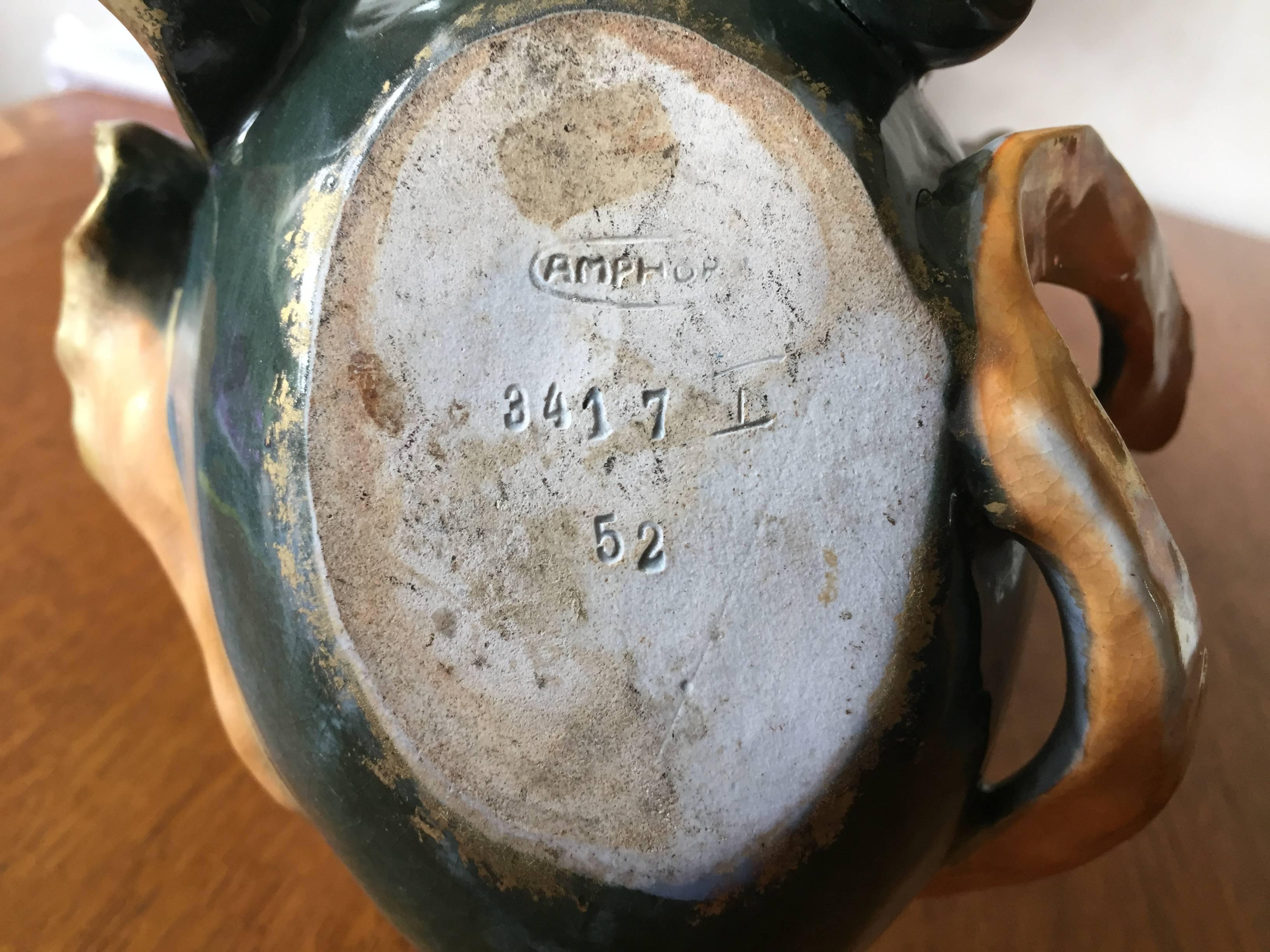 Paul Dachsel Amphora Earthenware Art Nouveau Orchid Vase Hand-Painted For Sale 5
