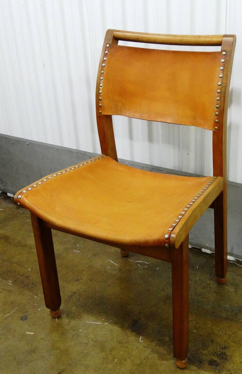Leather John Makepeace Workshops set of six vintage modernist chairs, circa 1980s For Sale