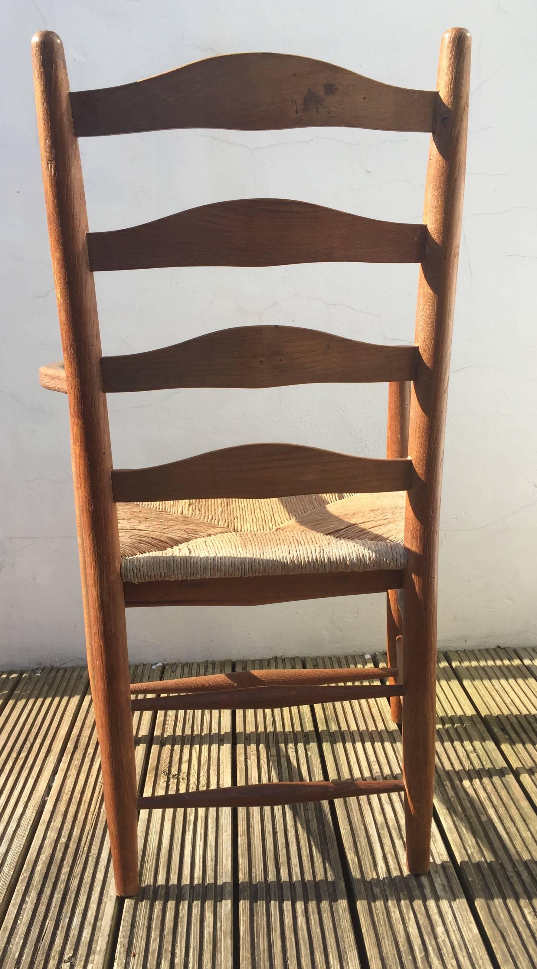 Arts and Crafts Ernest Gimson Oak Arts & Crafts Cotswold School Ladderback Rushed Chair