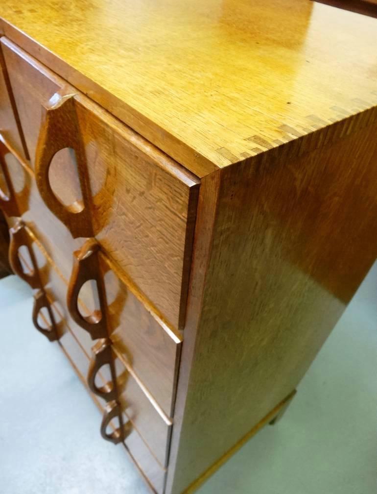 Carved Mid-Century Cotswold School Arts and Crafts Oak Chest of Drawers KD Lampard For Sale