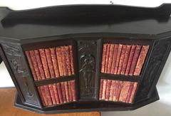 Art Nouveau Tabletop or Hanging Bookcase 40 Shakespeare Volumes & Copper Panels