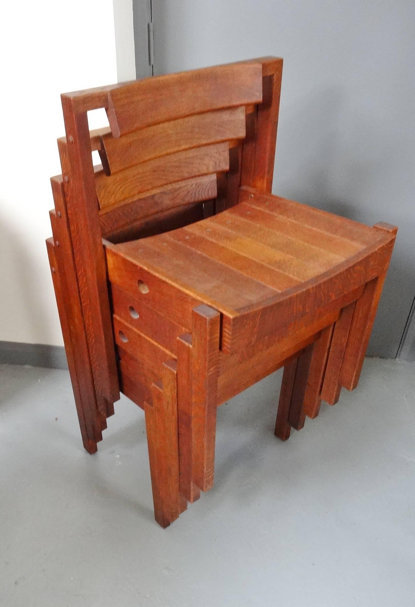 Mid-20th Century Gordon Russell Mid-Century Modern Cotswold School Arts & Crafts Ten Oak Chairs For Sale