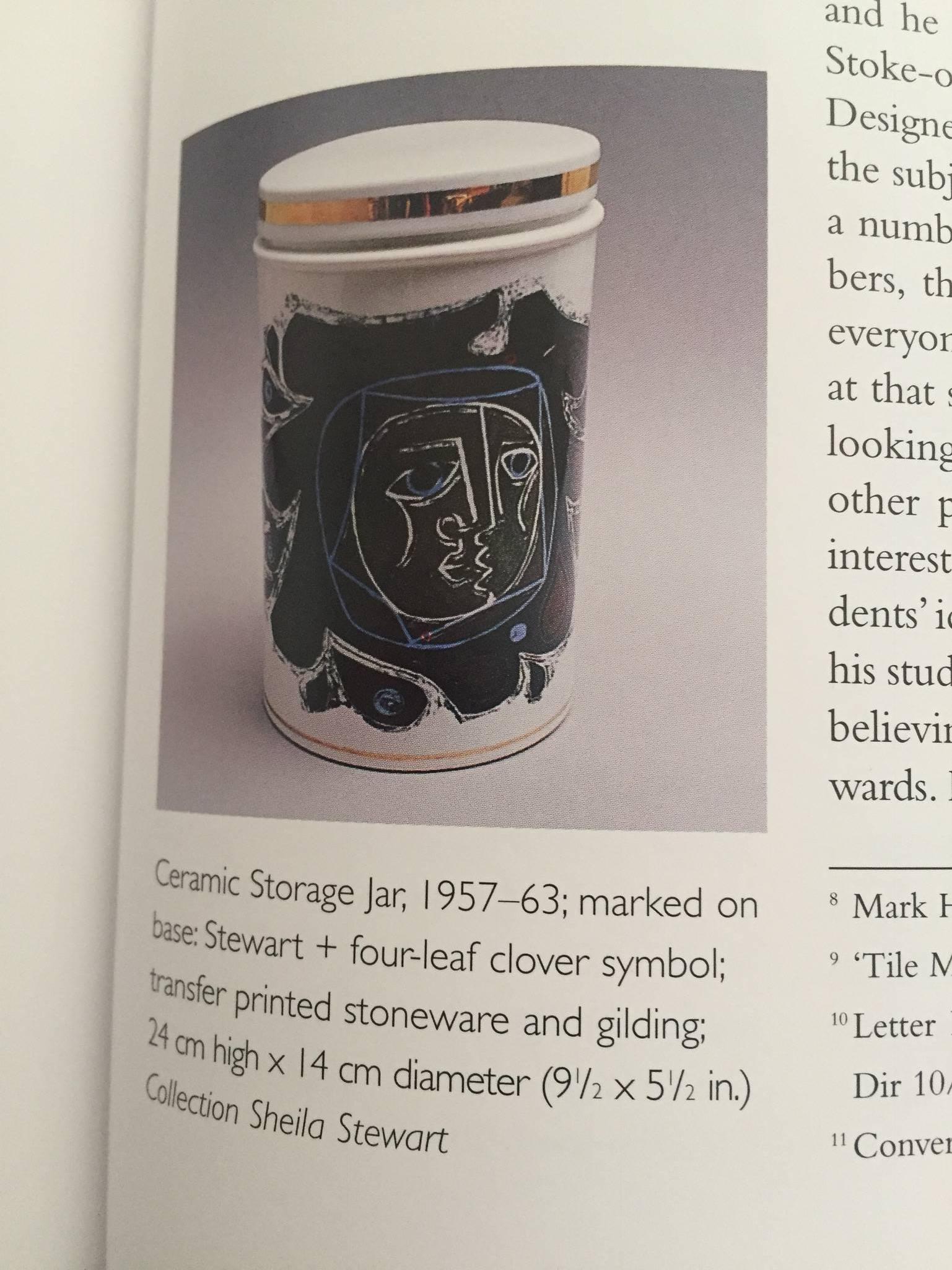 Robert Stewart Porcelain Storage Jar Picasso Style MCM, circa 1960 For Sale 1