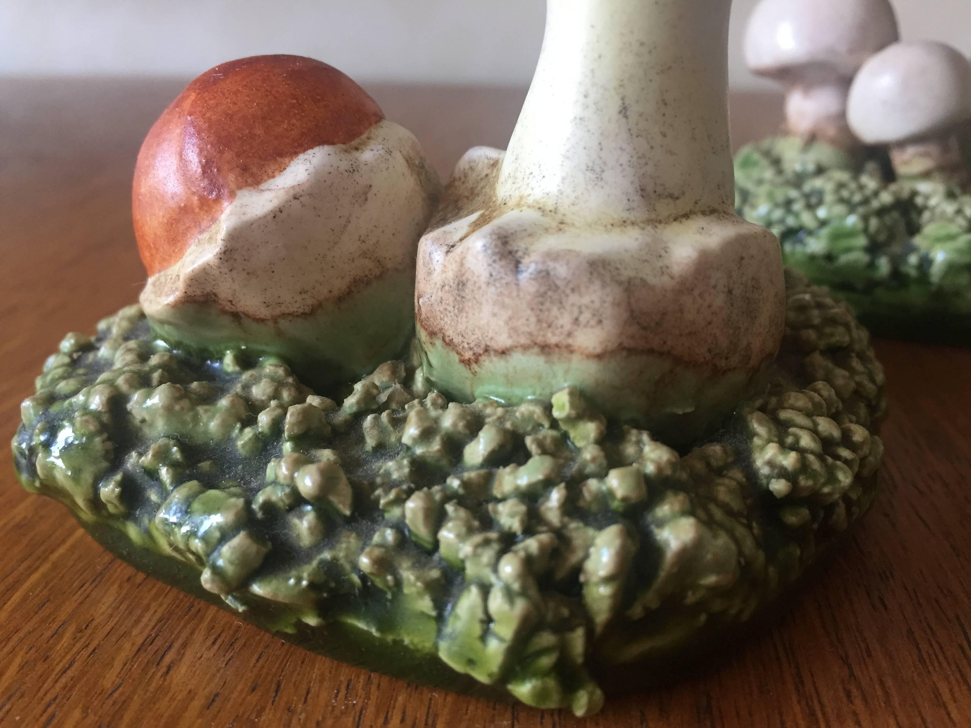 Curious Set of Mid-Century Naturalistic French Ceramic Mushrooms Marcel Guillot 1