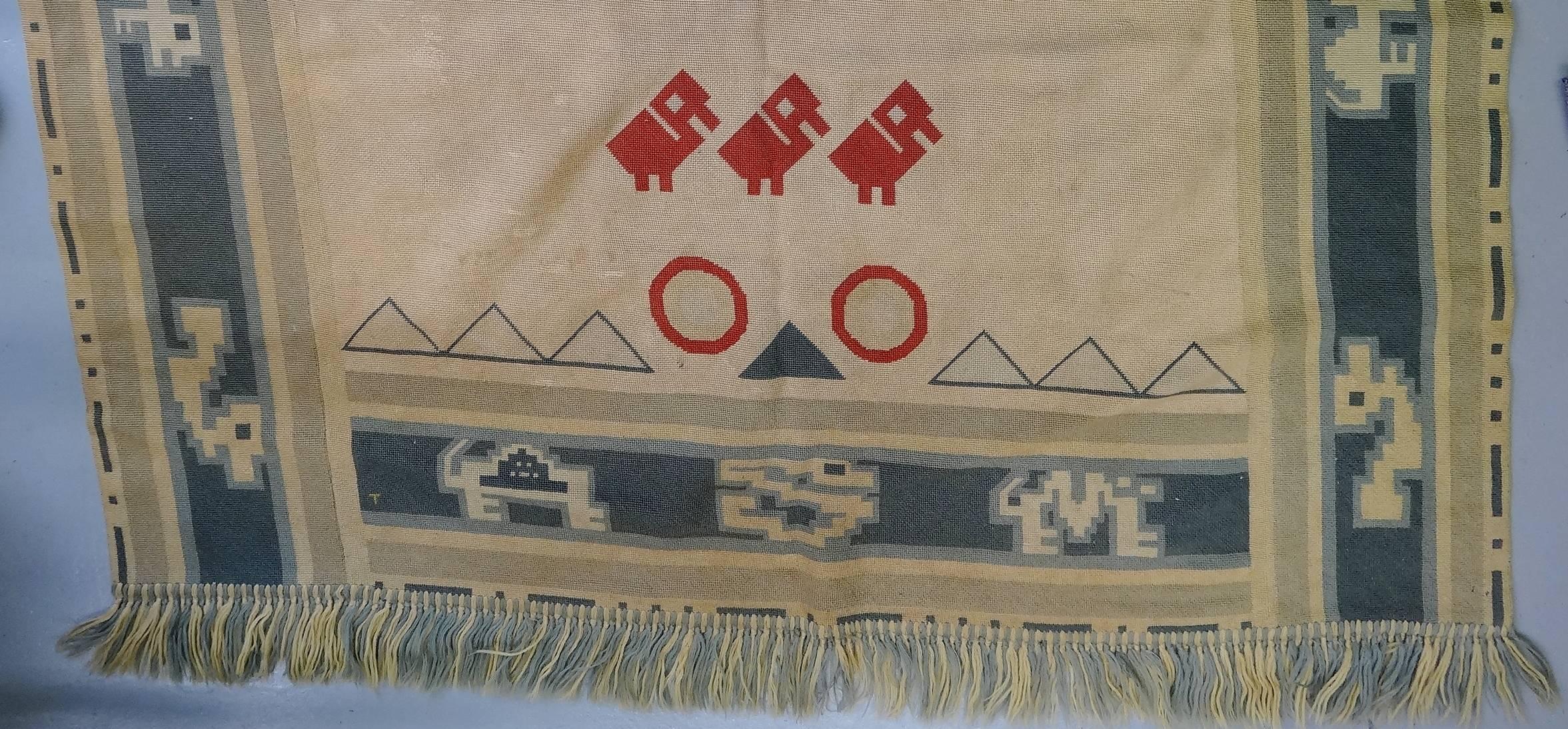 Mid-20th Century American Arts & Crafts Folk Art Large Needlework Rug Tebbetts For Sale 2