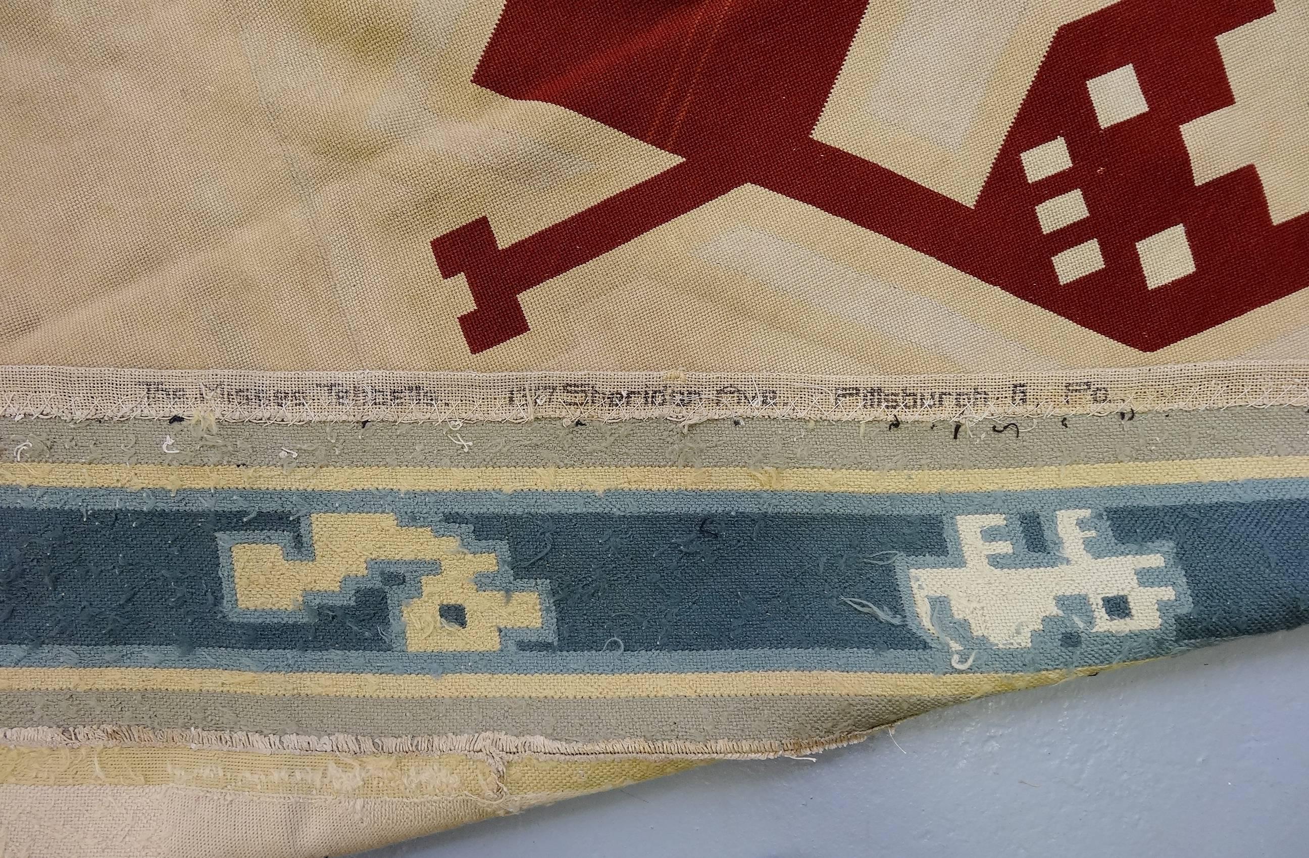 Mid-20th Century American Arts & Crafts Folk Art Large Needlework Rug Tebbetts For Sale 3