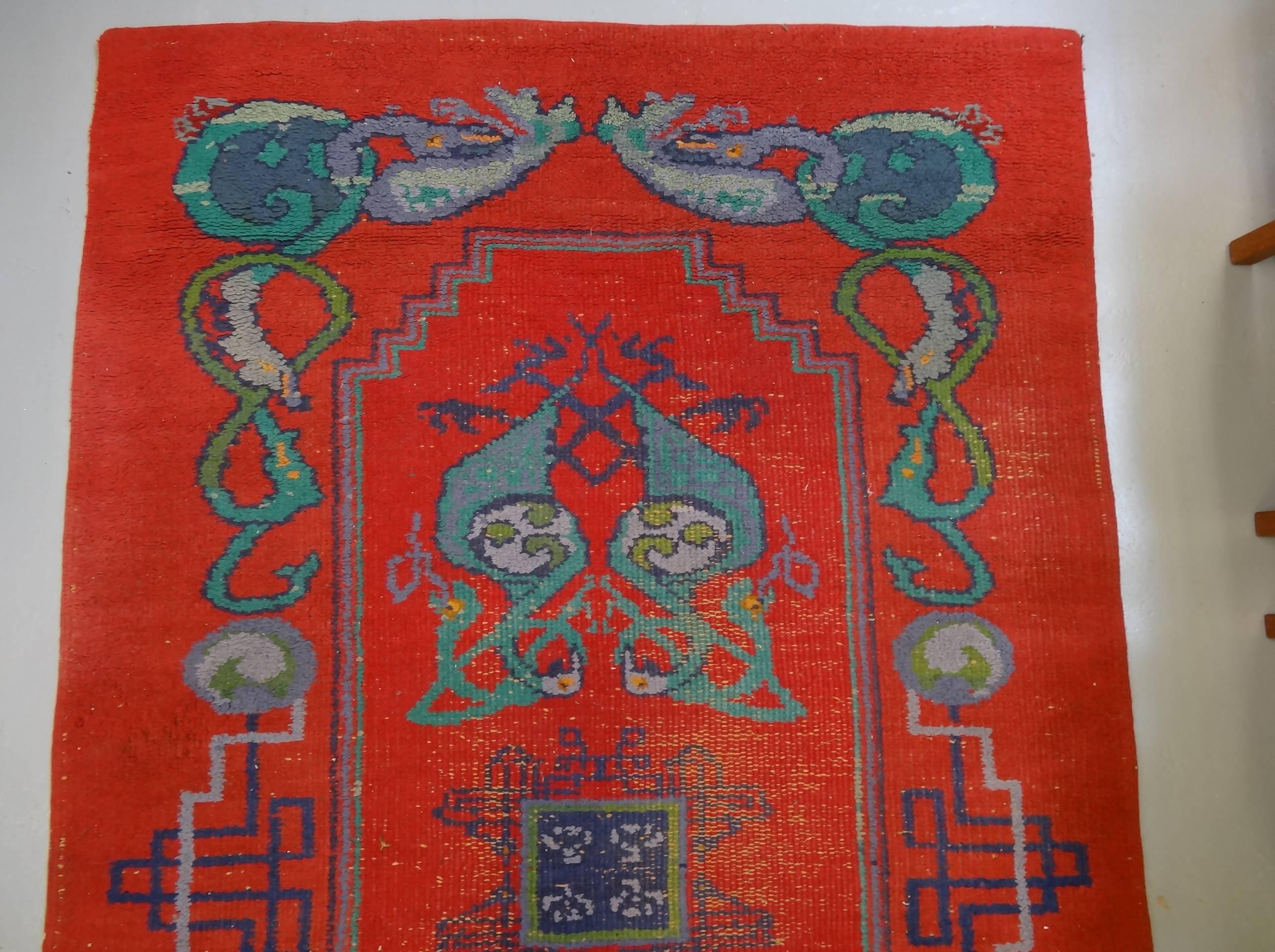 Wool Irish Arts and Crafts Celtic Dun Emer Guild Rug Carpet, circa 1900 For Sale