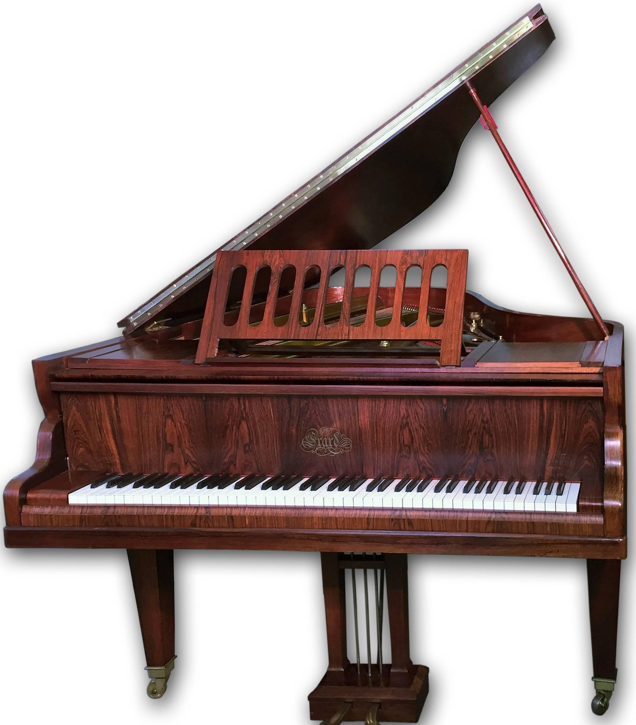 A grand piano Model no 1 made by Erard Paris, 1927.
The stunning case is made of rosewood with a newly restored satin hard oil finish.
The instrument has been newly revised and restored including a thorough regulation of the mechanics, taking care