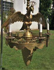 Empire Bronze Chandelier with Crowned Eagle and Columbine Cup, 19th Century