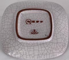 Karlsruhe Majolica Small Bowl or Ashtray Grey Crackled Glaze City Bretten Sketch