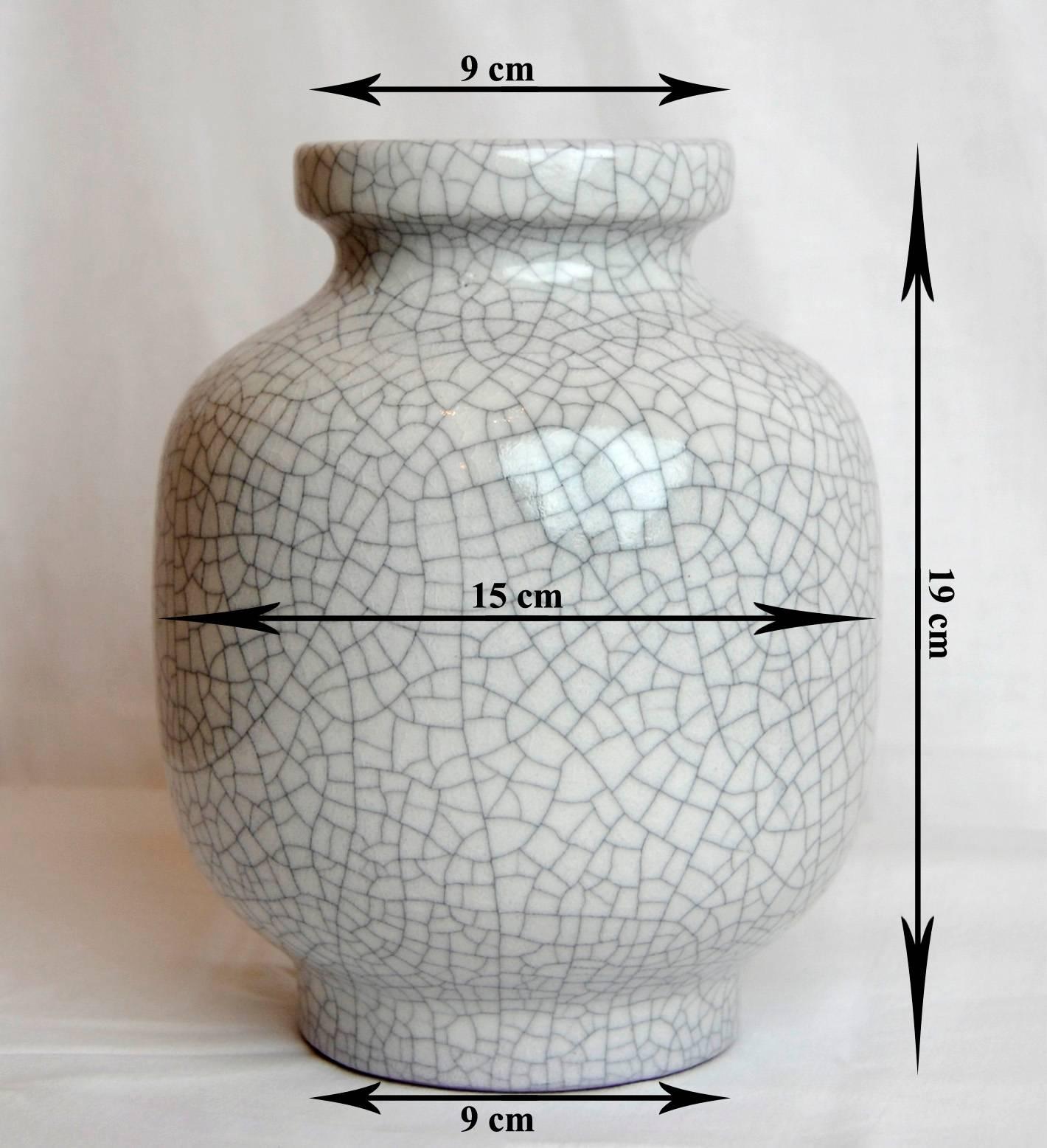 Ceramic Karlsruhe Majolica Grey Pottery Crackled Vase Fridegard Glatzle 1978 Japanese 
