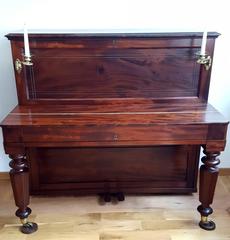 Early Broadwood Upright Piano Mahogany Bronzes Candlesticks Fortepiano