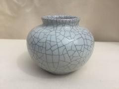 Spherical Vase by Karlsruhe Majolica Glatzle 1970s in Grey Crackled Glaze