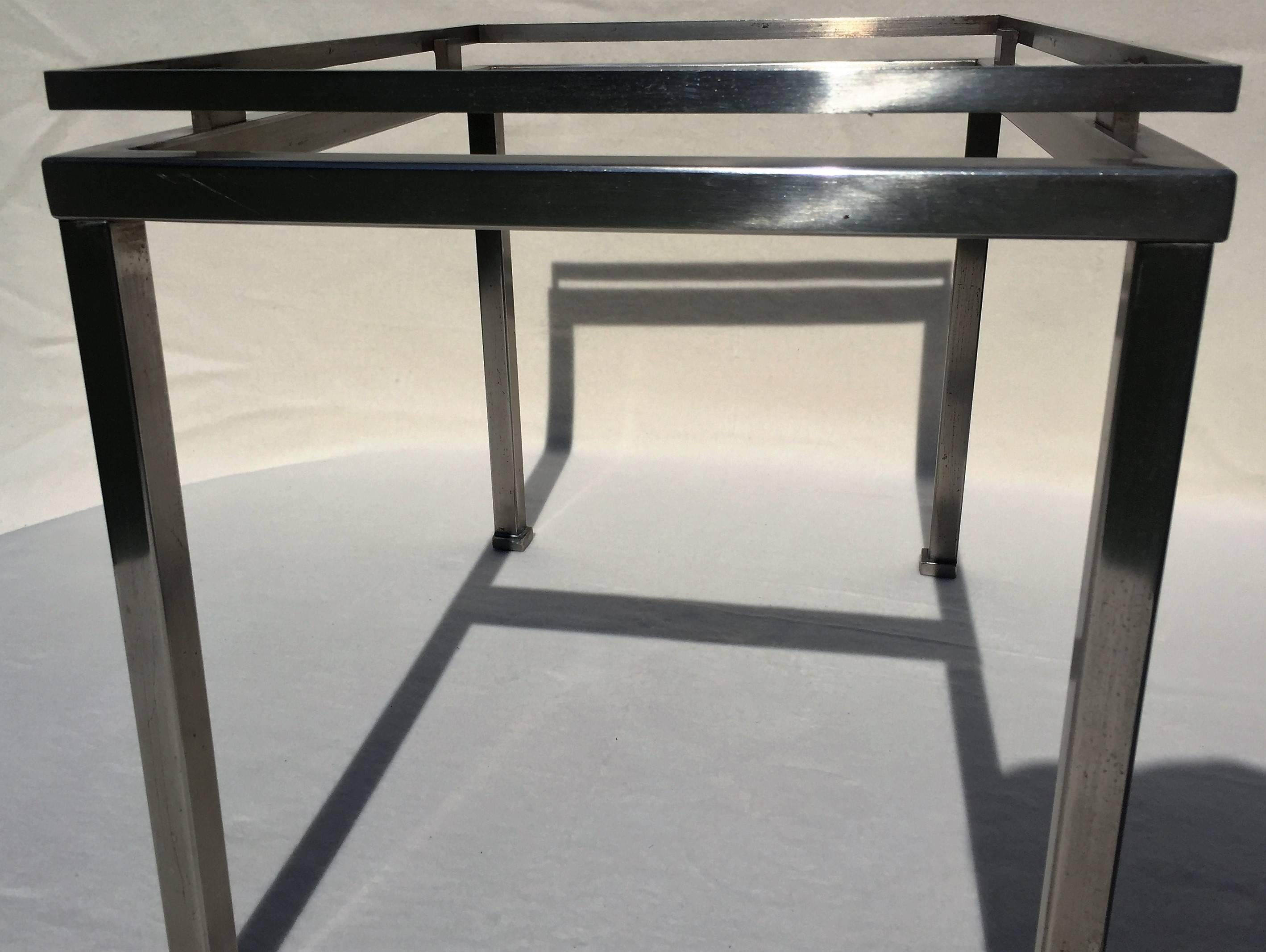 German Side Table by Guy Lefèvre for Maison Jansen, France, 1970s, Steel Smoked Glass For Sale
