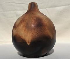Spherical Lampstand, Table Lamp, Art Pottery, 1970s, Germany, Cream Brown Glaze