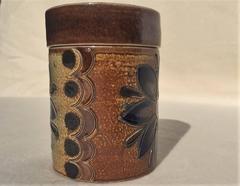 Box with Lid, Jar, Westerwald Salt Glazed Ceramic, Scratch Decor, Germany, 1960s