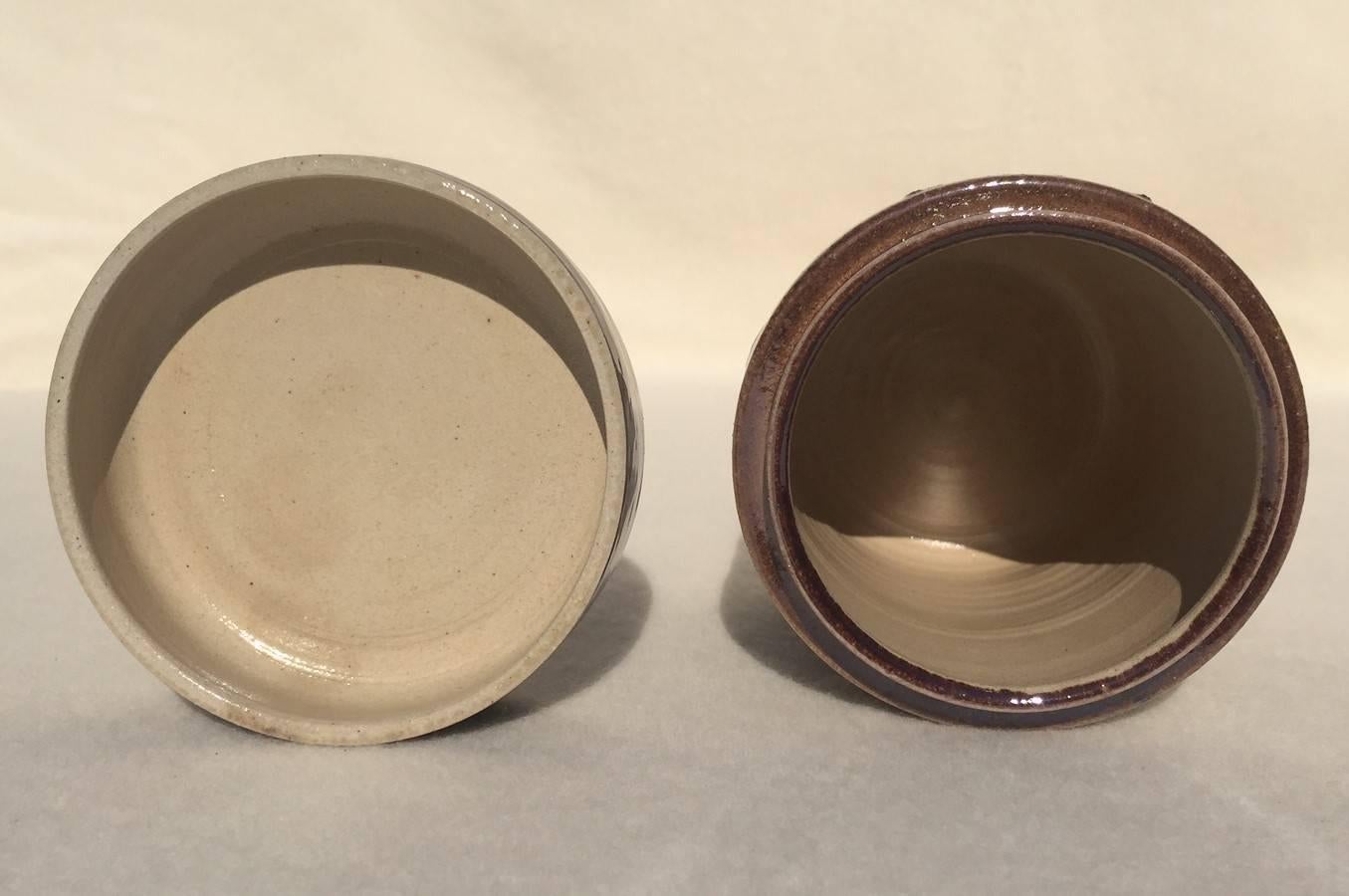 Box with Lid, Jar, Westerwald Salt Glazed Ceramic, Scratch Decor, Germany, 1960s 2