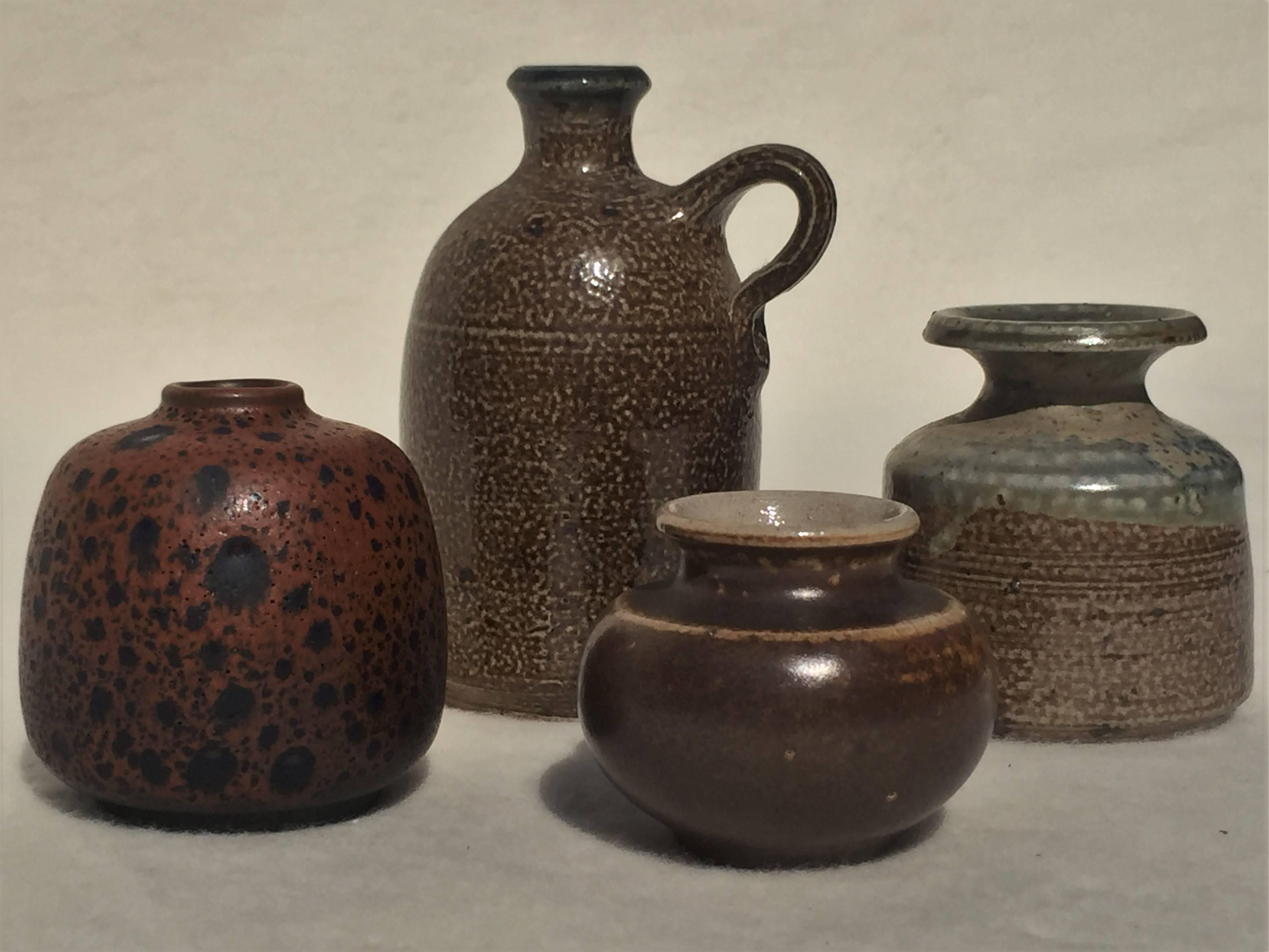 Four Miniature Ceramical Vases, Art Pottery by Assenmacher, Germany, Set #5 For Sale 2