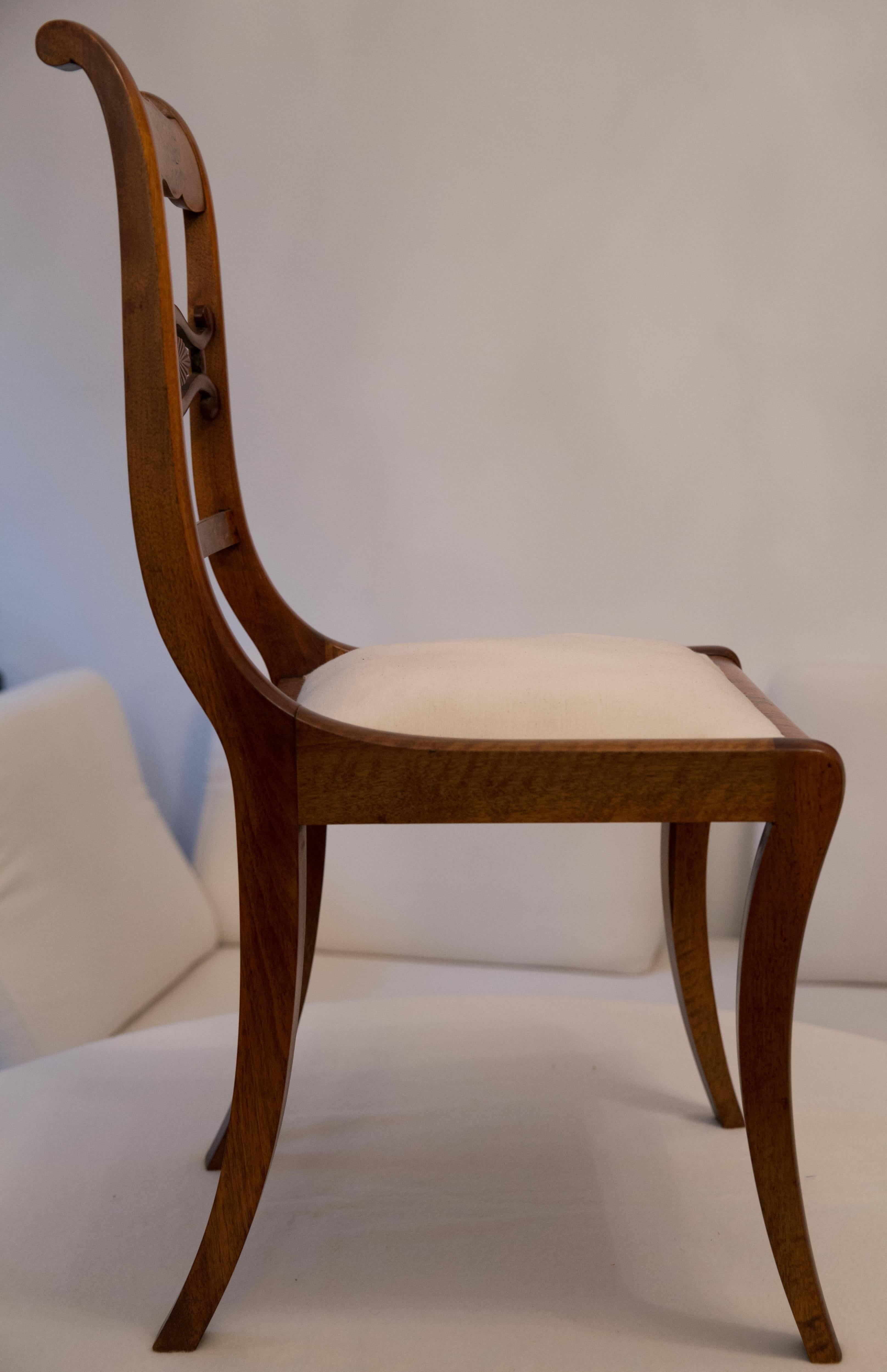 Set of Six Dining Chairs, Biedermeier, Germany, 1830, Burled Walnut by Knussmann In Excellent Condition For Sale In Ettlingen, Baden-Wurttemberg