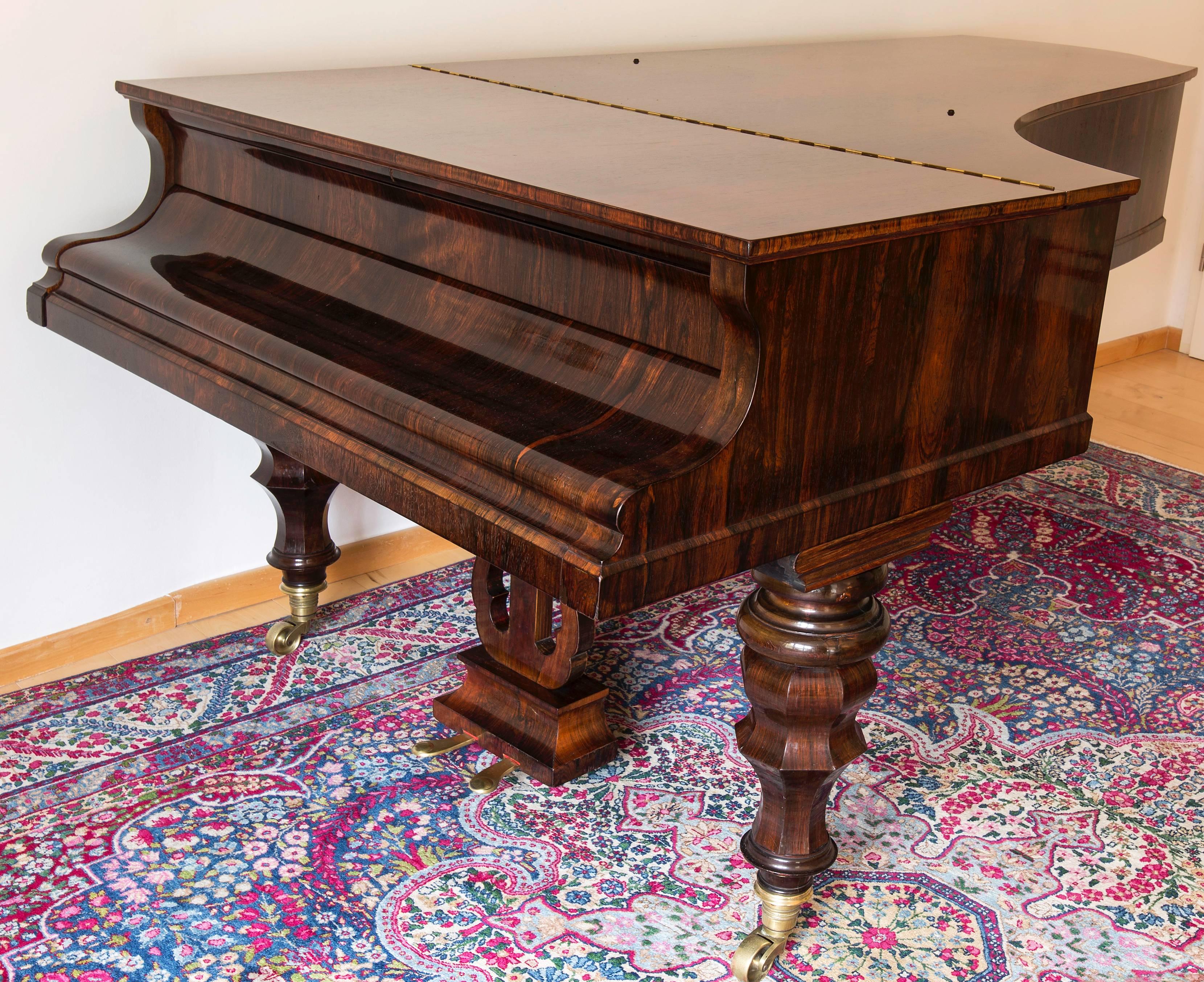 Stunning Romantic Biedermeier Grand Piano Blüthner Leipzig Case, 19th Century In Excellent Condition In Ettlingen, Baden-Wurttemberg