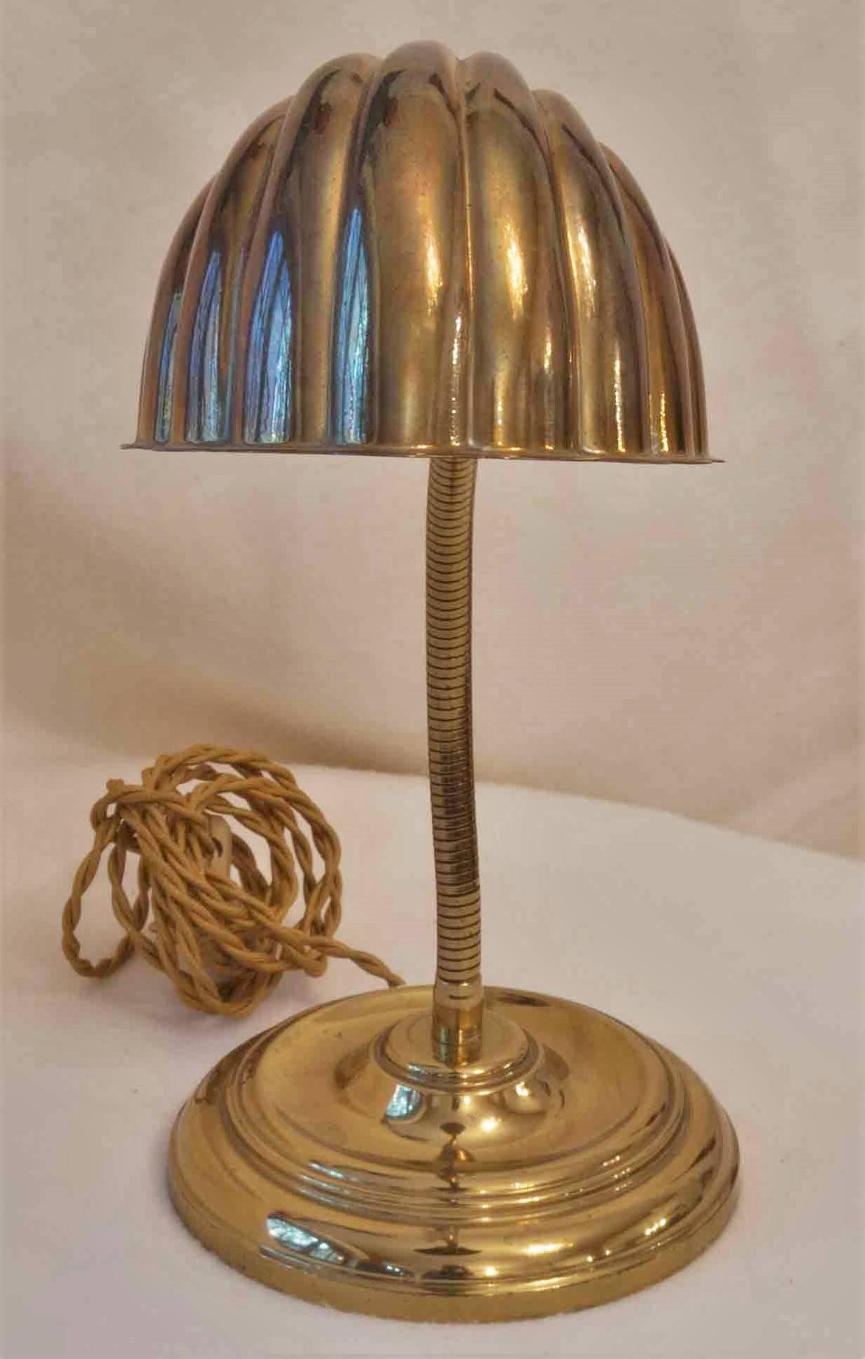 Art Nouveau Brass Shell Table Desk Lamp France 1970s