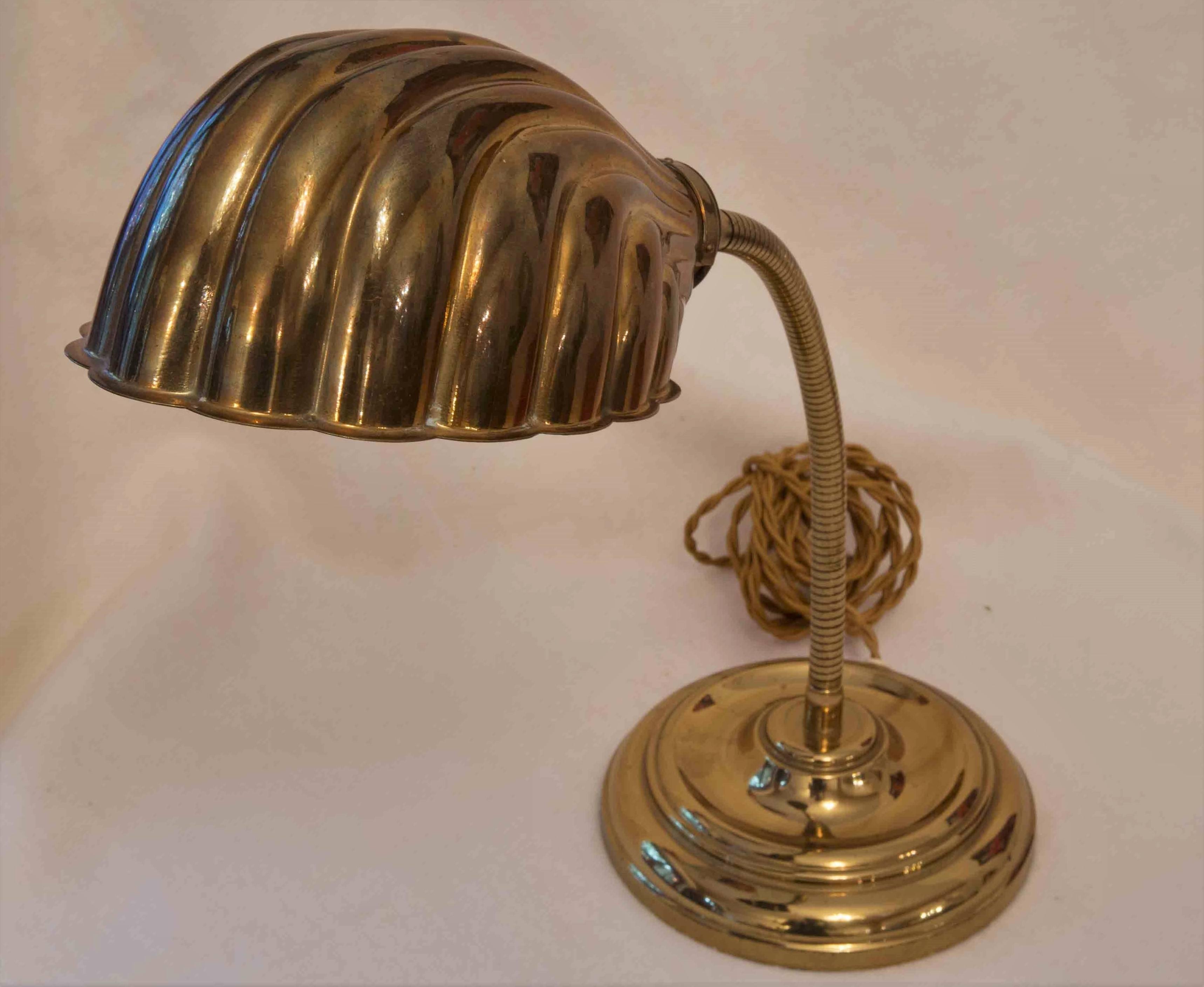 French Brass Shell Table Desk Lamp France 1970s