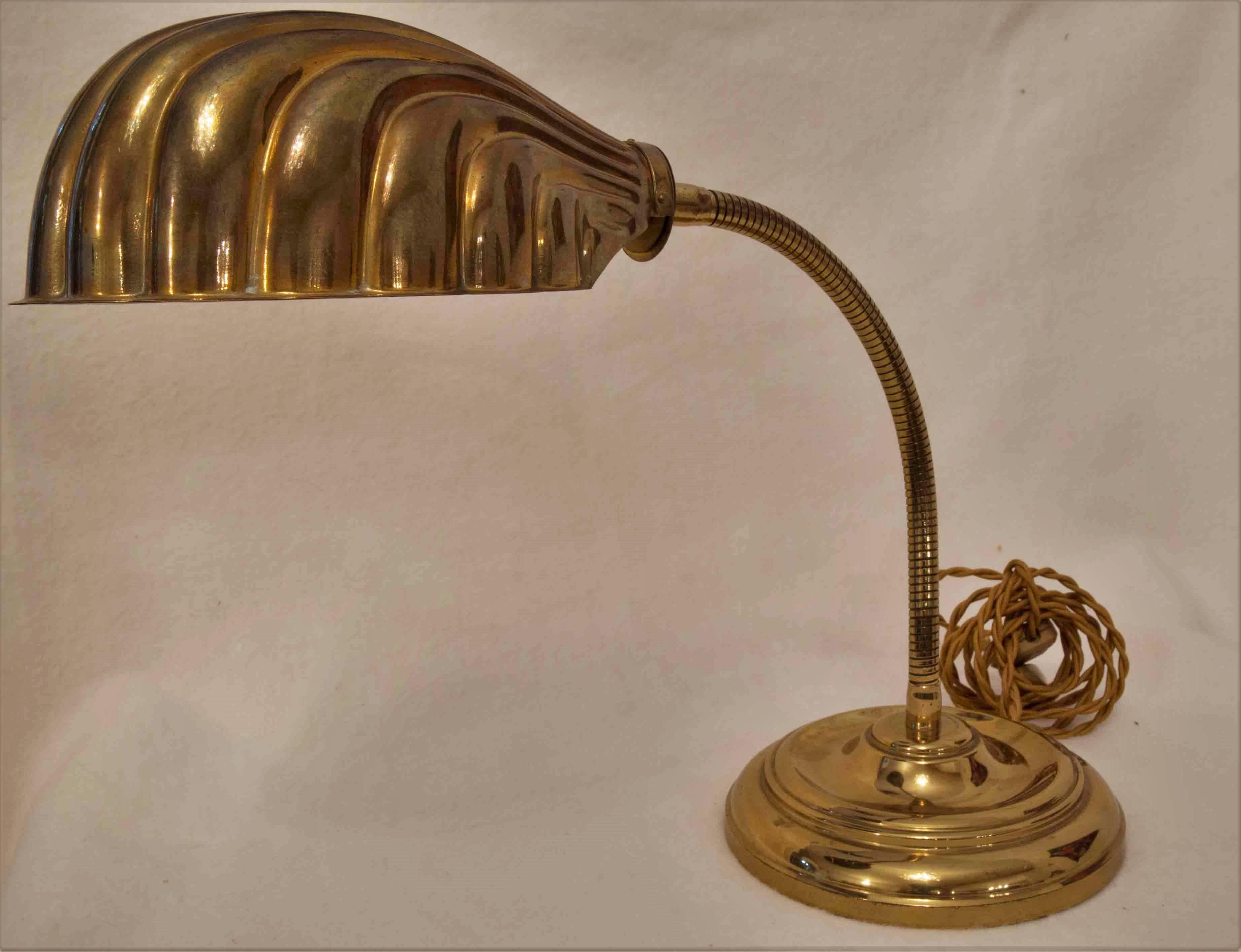 Cast Brass Shell Table Desk Lamp France 1970s