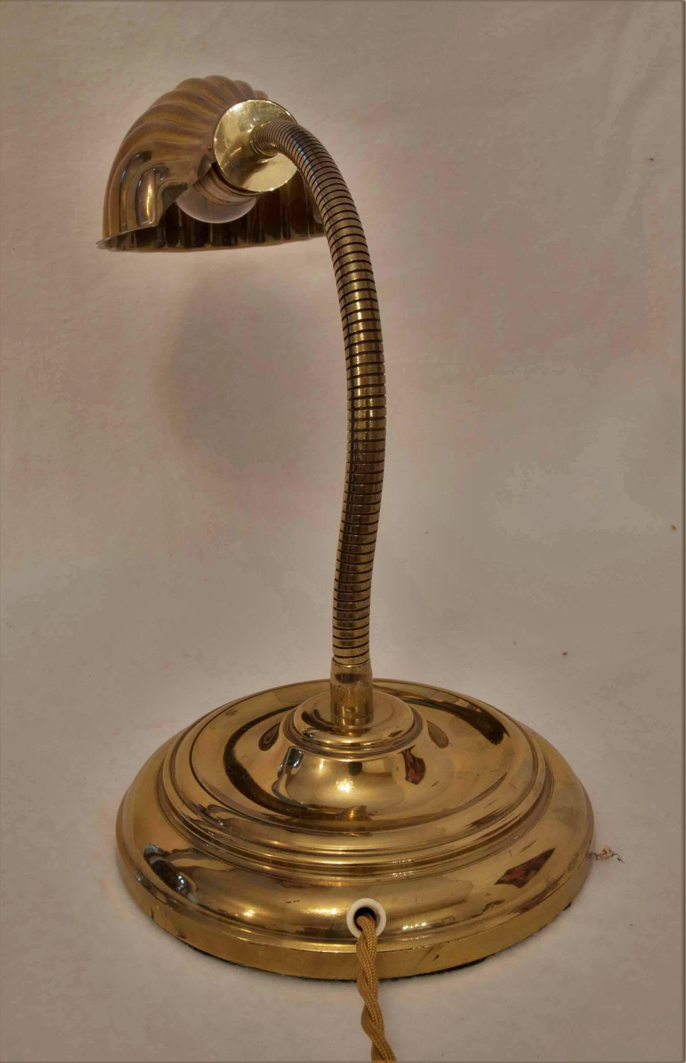 Brass Shell Table Desk Lamp France 1970s 1