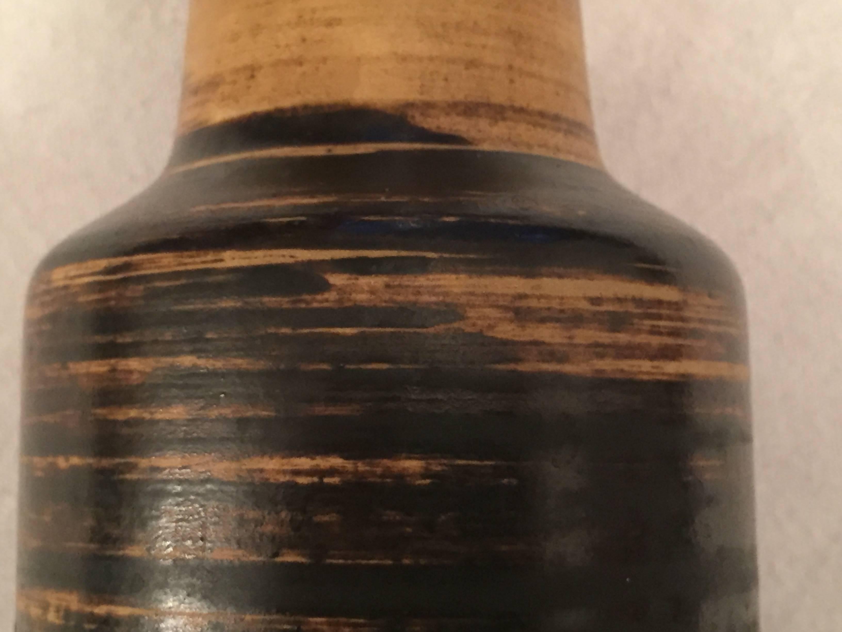 Ceramic Bottle or Vase with a Cork, Germany 1950s, Lava Glaze In Excellent Condition In Ettlingen, Baden-Wurttemberg